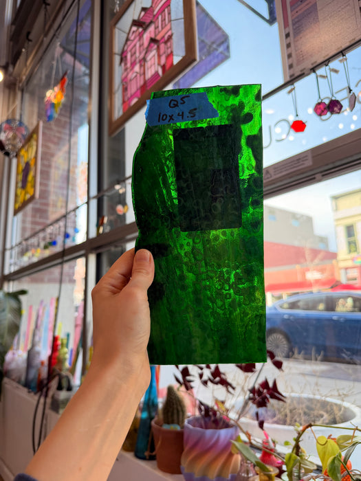 Bullseye Dark Green Mottled Sheet Glass Colorado Glassworks