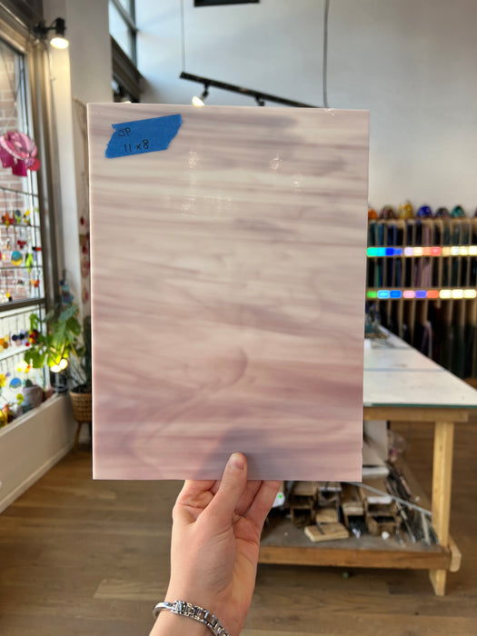 White Pink Opaque Wispy Spectrum Sheet Glass Colorado Glassworks