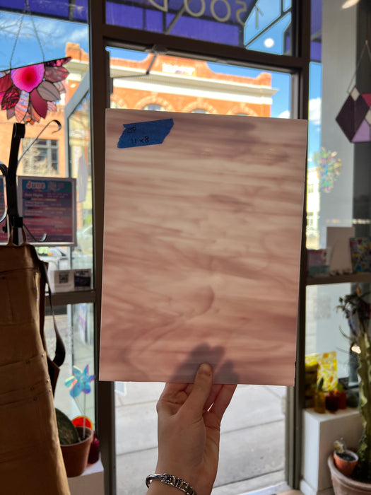 White Pink Opaque Wispy Spectrum Sheet Glass Colorado Glassworks