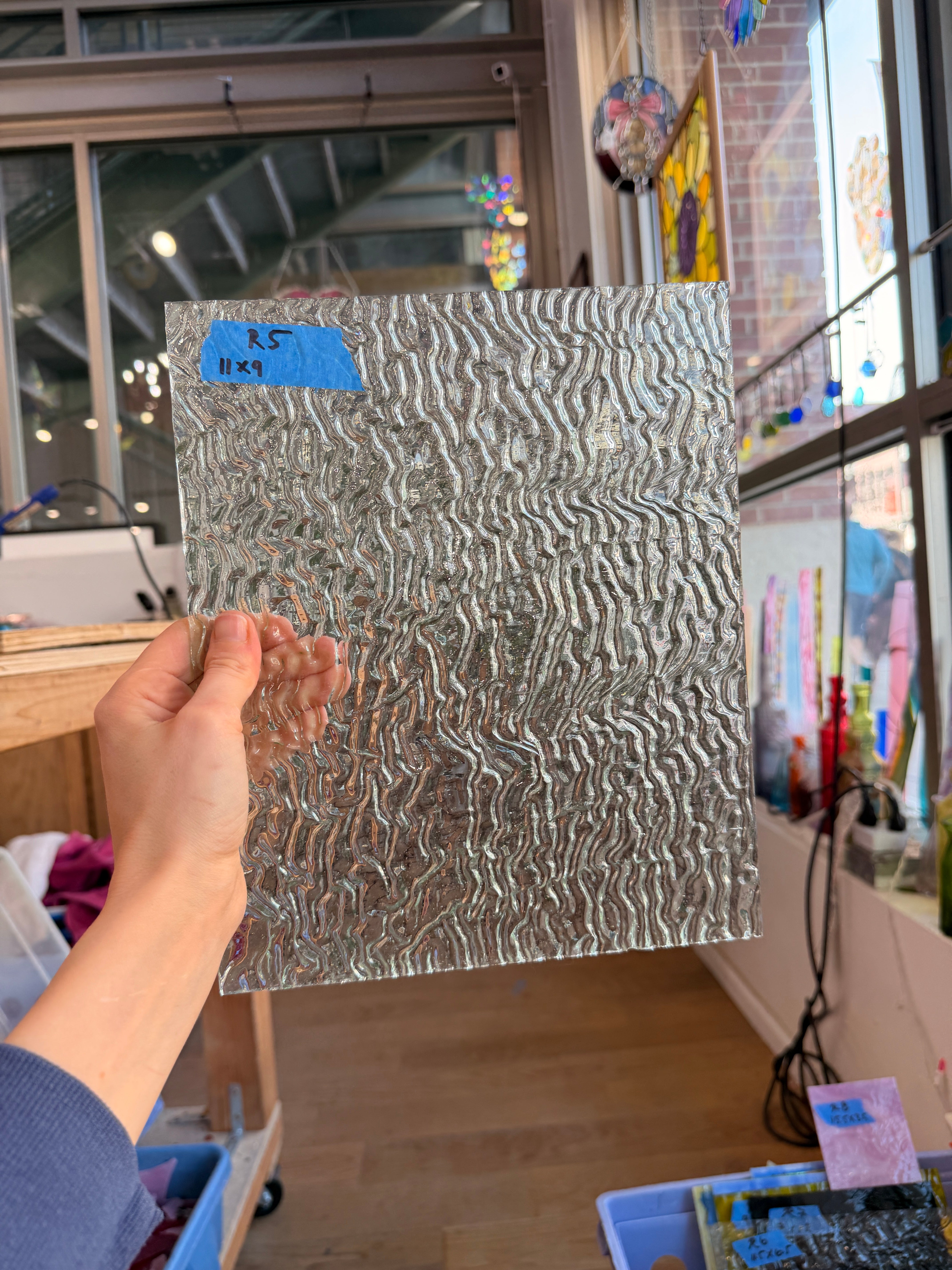 Clear Heavy Ripple Uroboros Sheet Glass Kokomo