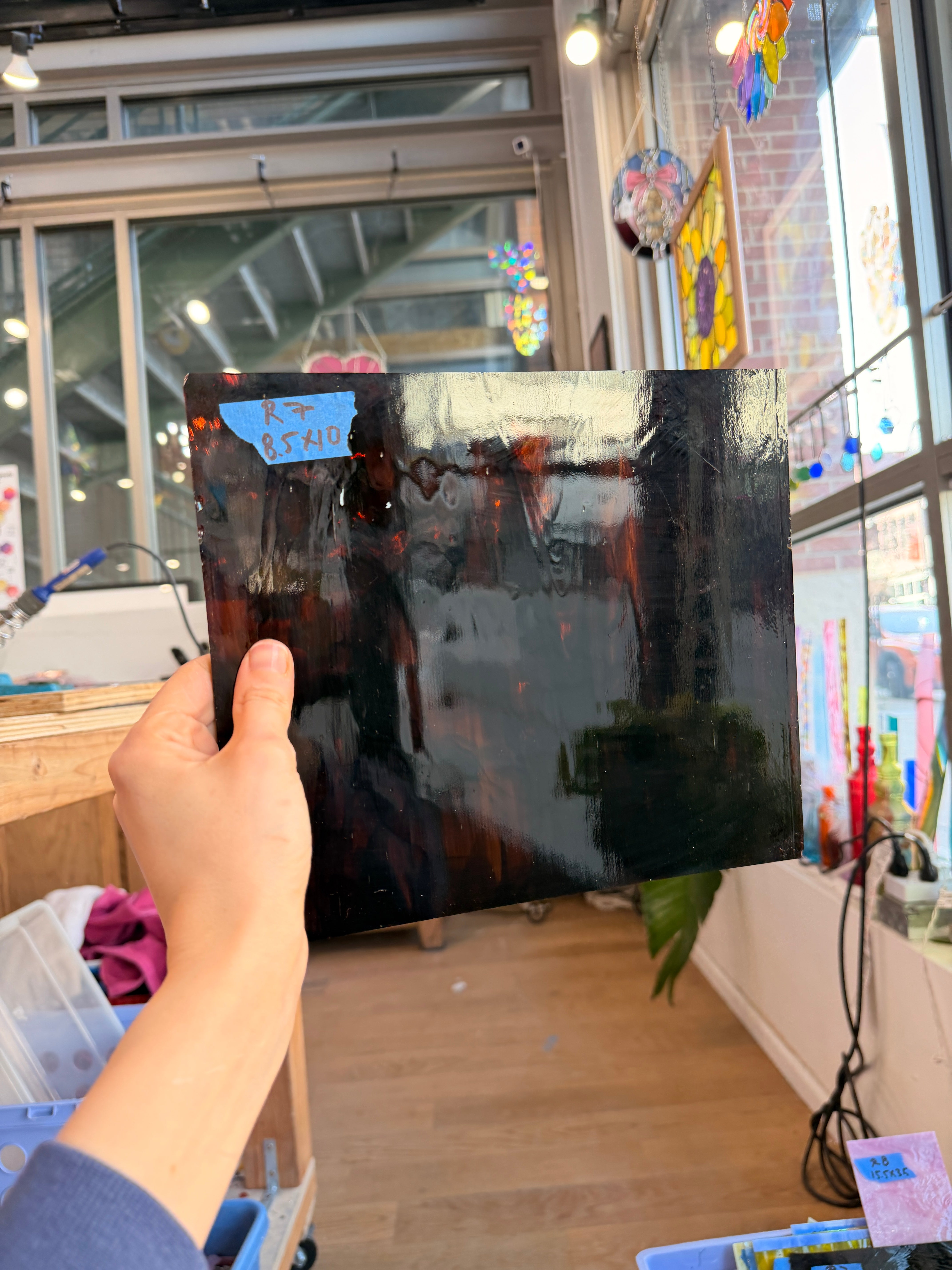 Vintage Brown Wispy Spectrum Sheet Glass Colorado Glass Works