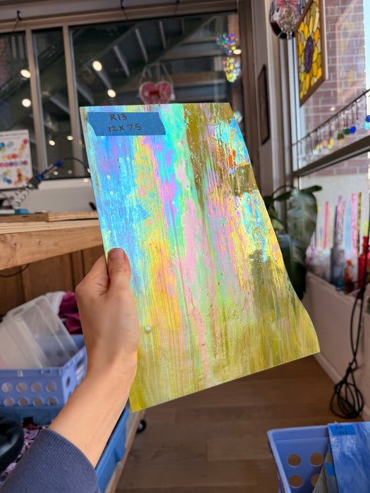 Bright Yellow Iridescent Vintage Armstrong Sheet Glass Colorado Glassworks