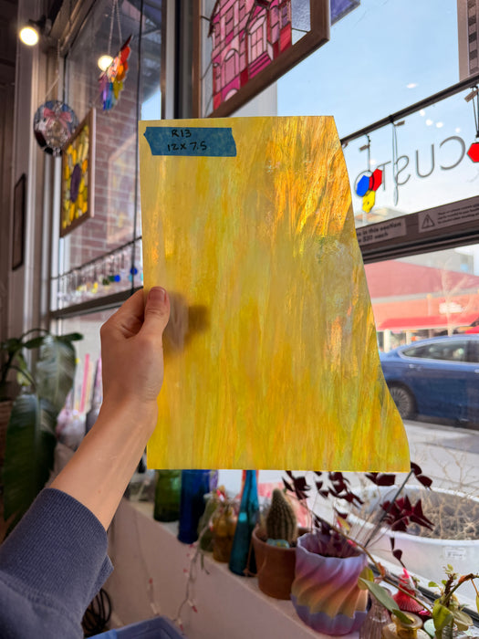 Bright Yellow Iridescent Vintage Armstrong Sheet Glass Colorado Glassworks
