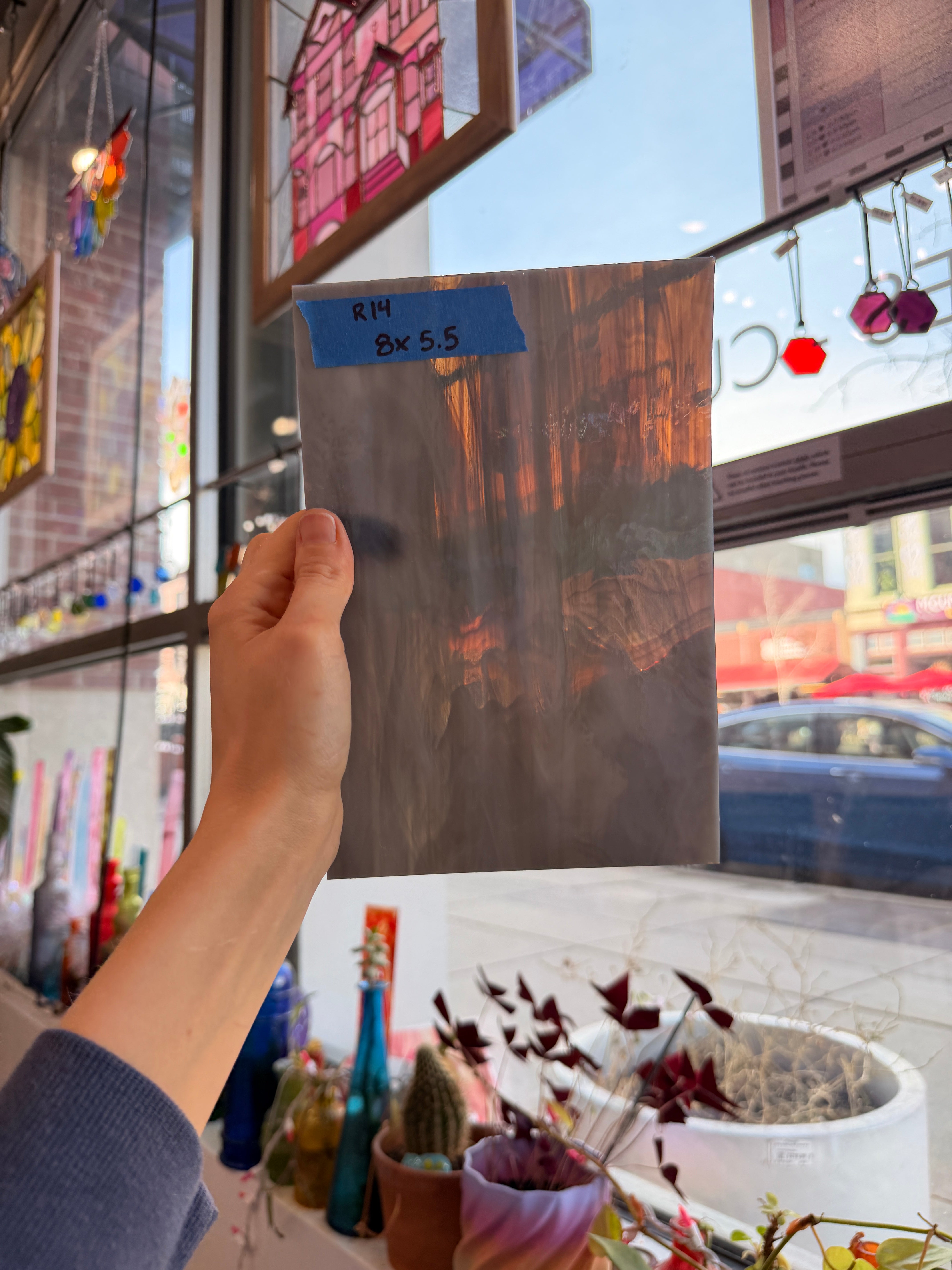 Brown Gray Vintage Wispy Spectrum Sheet Glass Colorado Glassworks