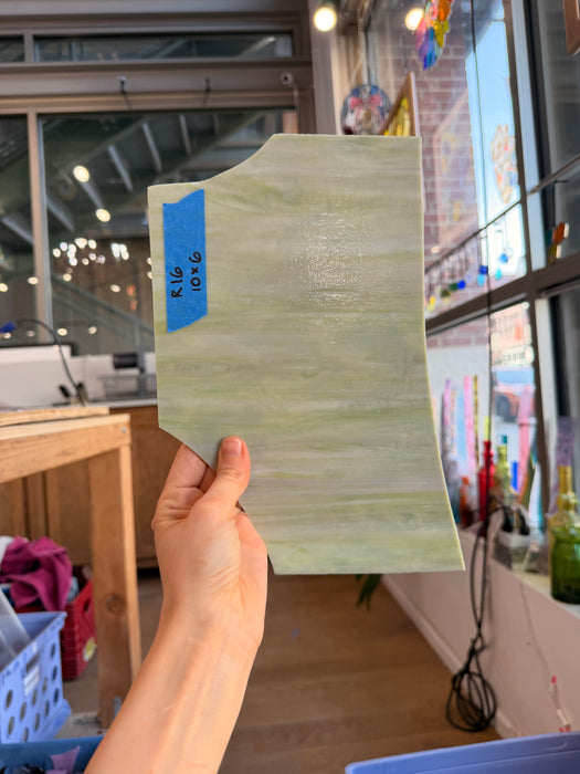 Green Tan Vintage Opal Sheet Glass Colorado Glassworks