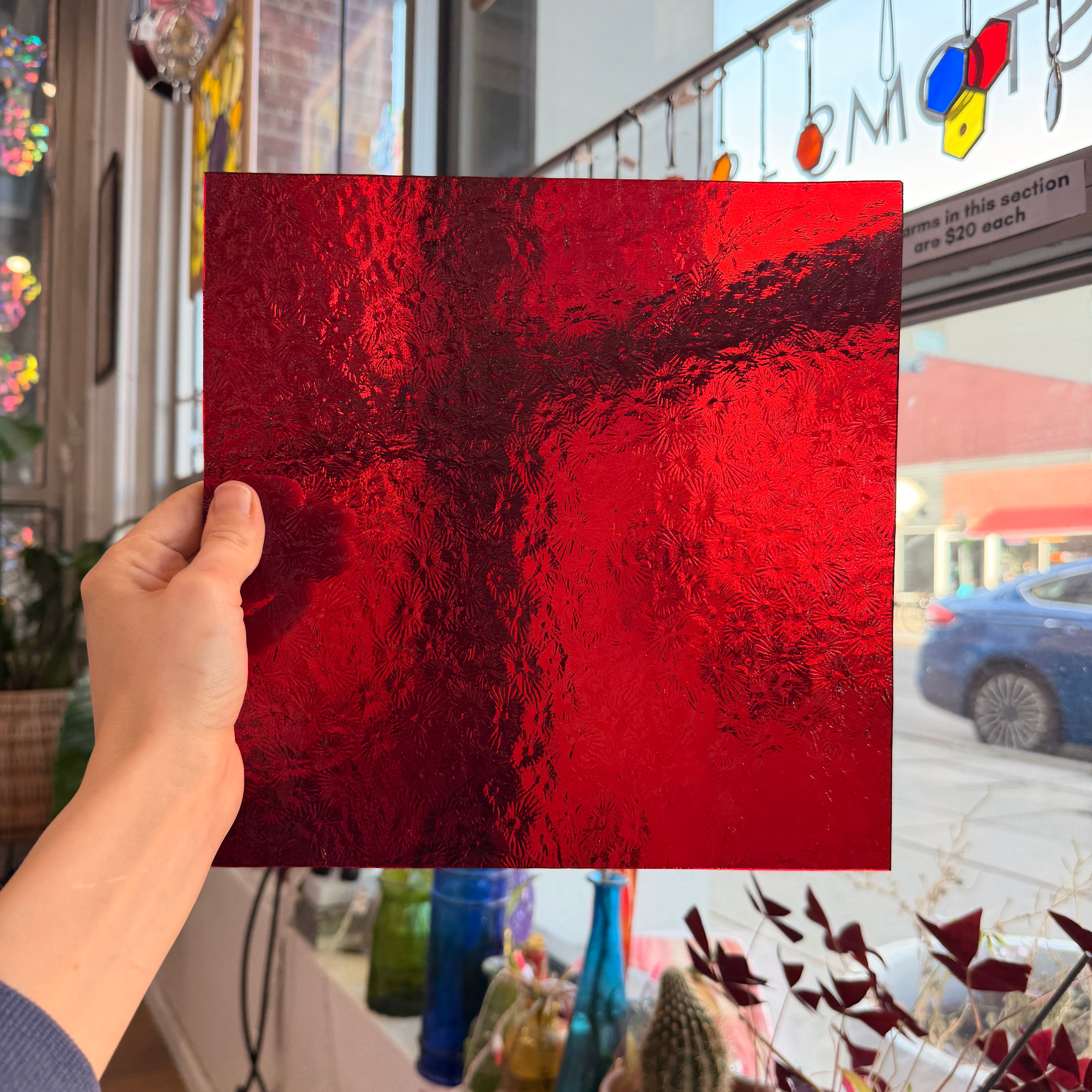 Red/Scarlet Florentine Wissmach (WI 18 FLOR) Sheet Glass Colorado Glassworks