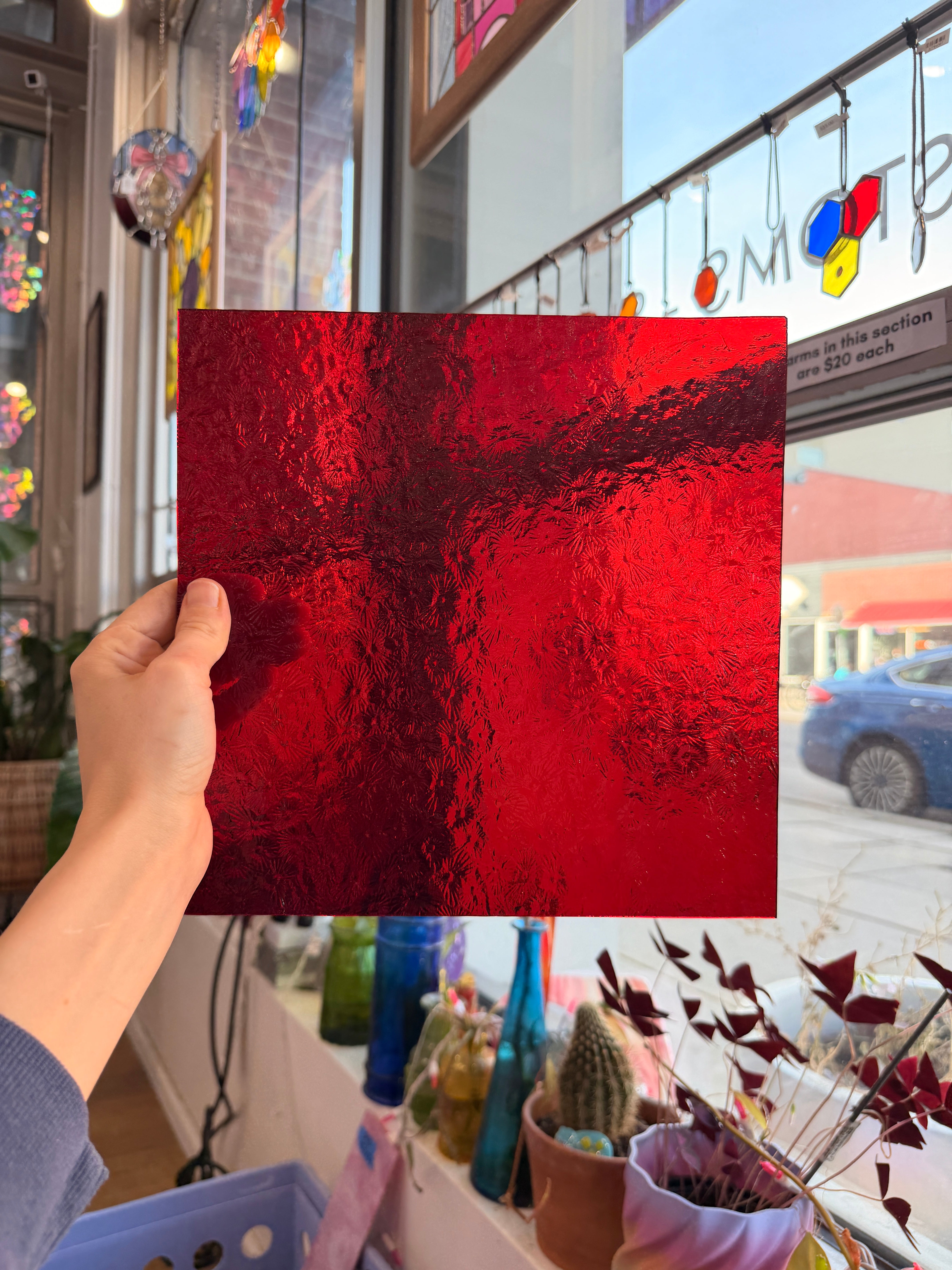 Red/Scarlet Florentine Wissmach (WI 18 FLOR) Sheet Glass Colorado Glassworks