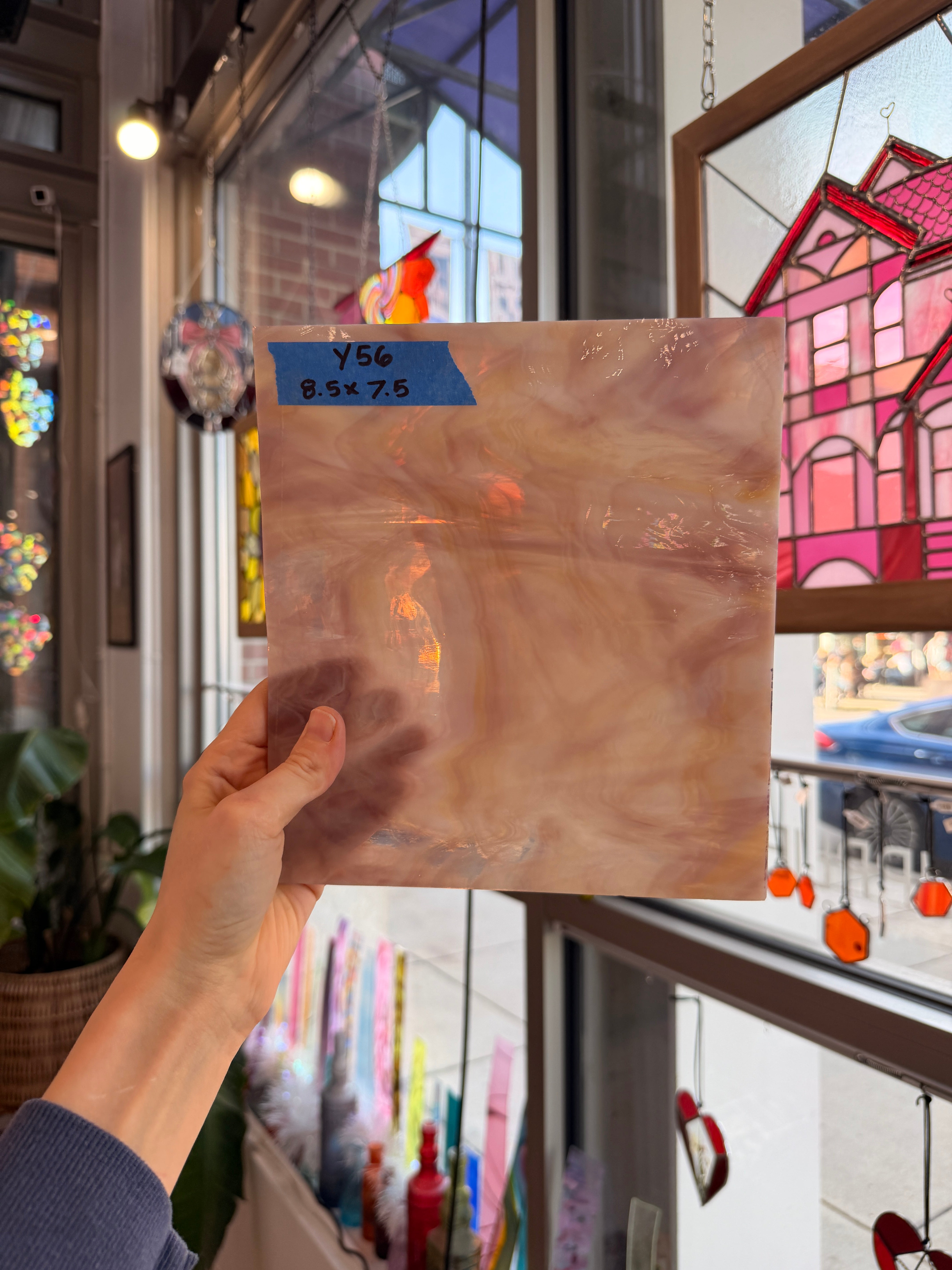 Purple Amber Vintage Spectrum Wispy Sheet Glass Colorado Glassworks