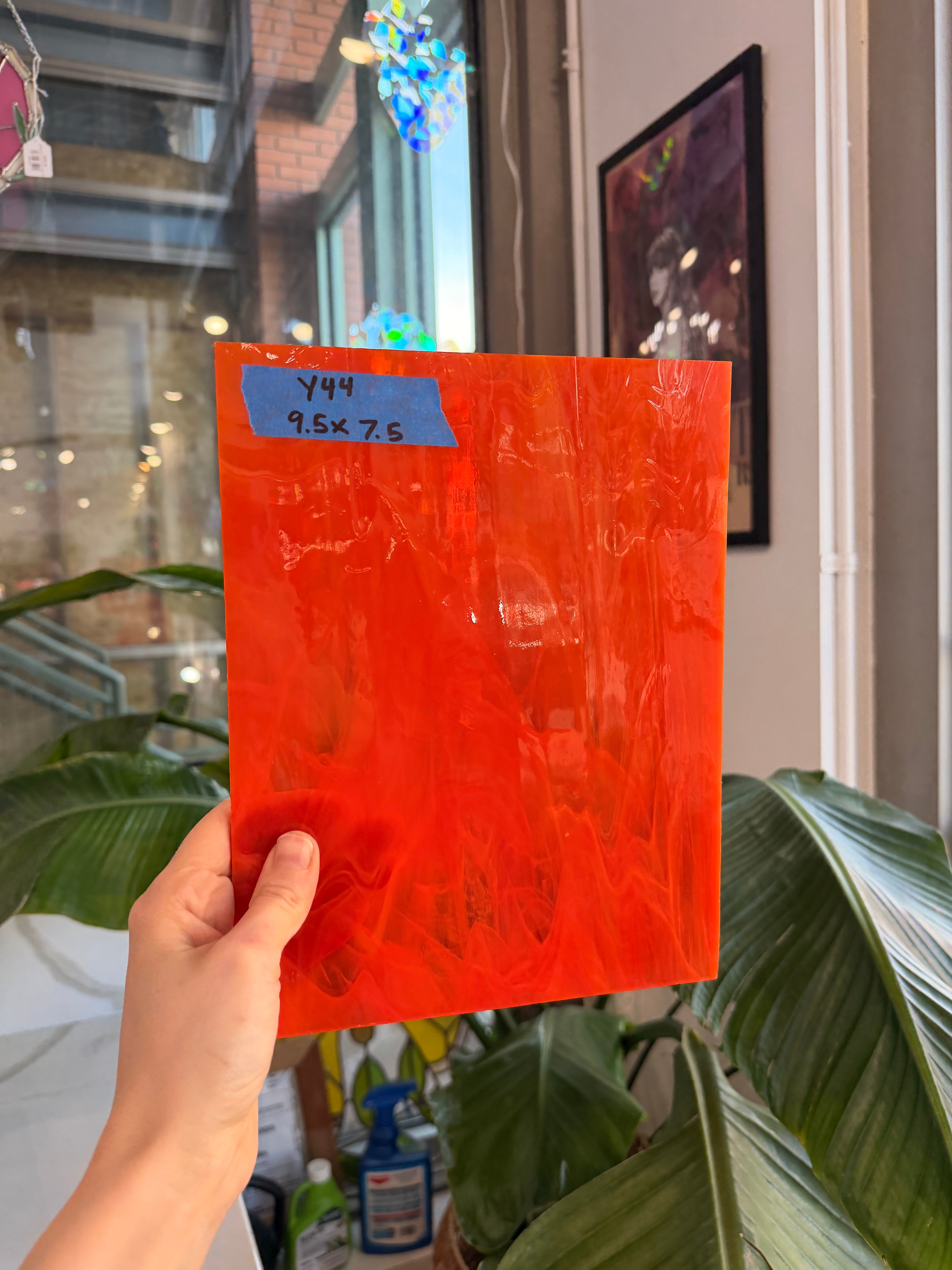 Bright Orange Vintage Wispy Spectrum Sheet Glass Colorado Glassworks