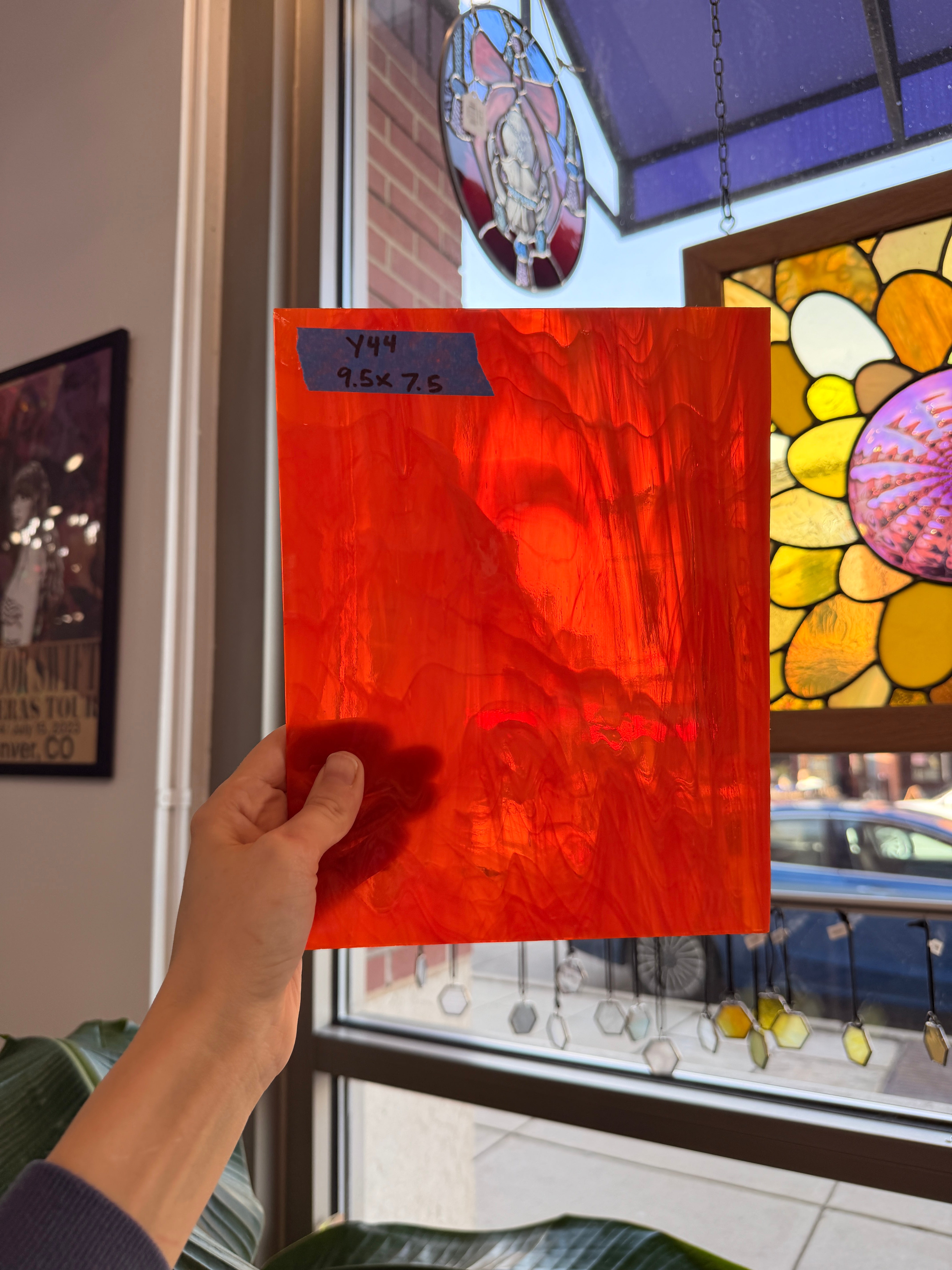 Bright Orange Vintage Wispy Spectrum Sheet Glass Colorado Glassworks