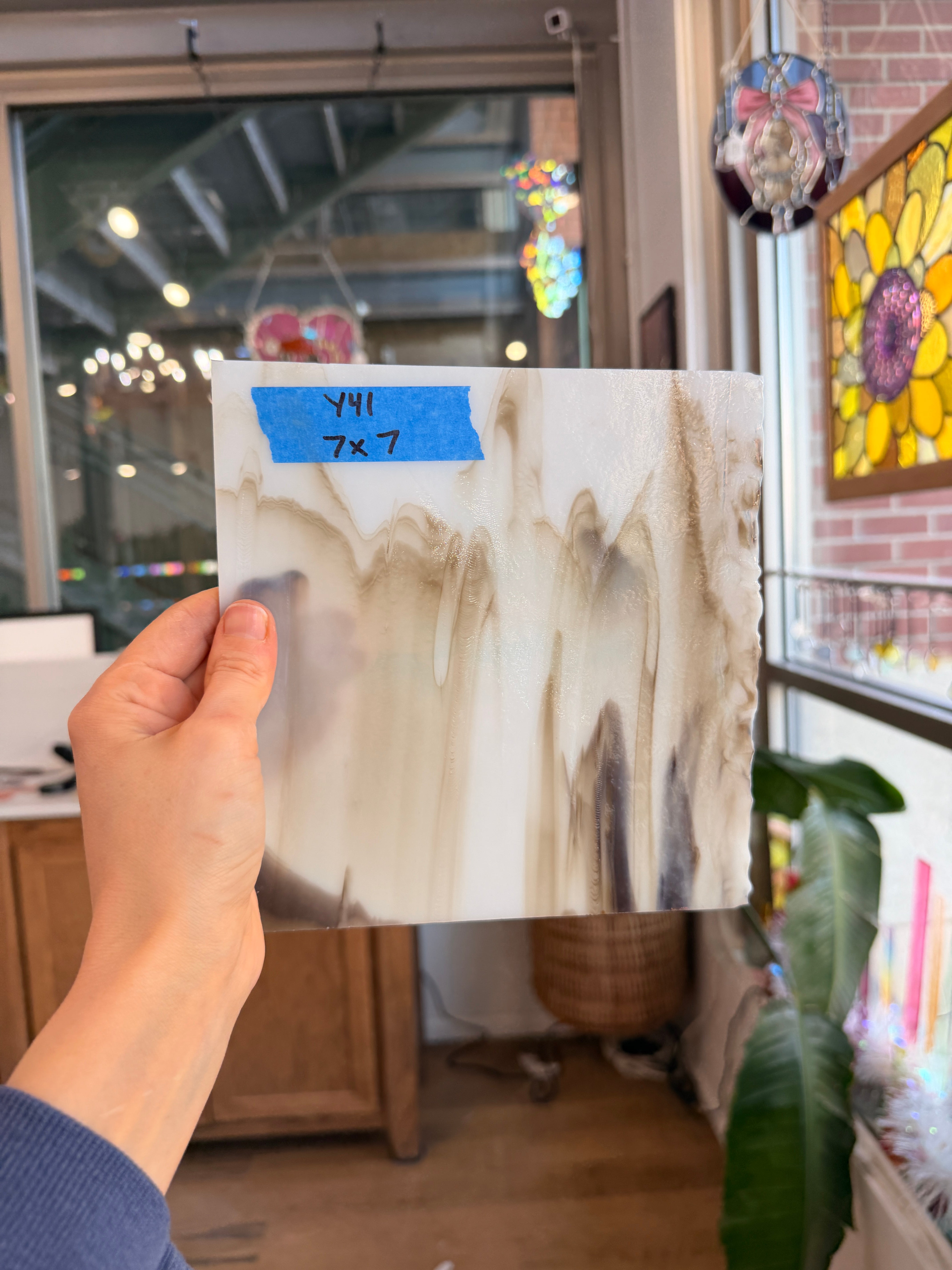 Brown & Vanilla Mixed Bullseye Fusible 90 COE Sheet Glass Colorado Glassworks