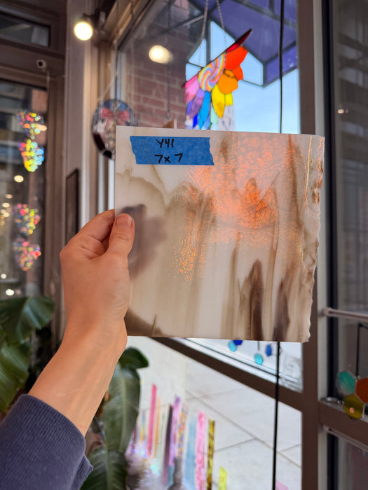 Brown & Vanilla Mixed Bullseye Fusible 90 COE Sheet Glass Colorado Glassworks