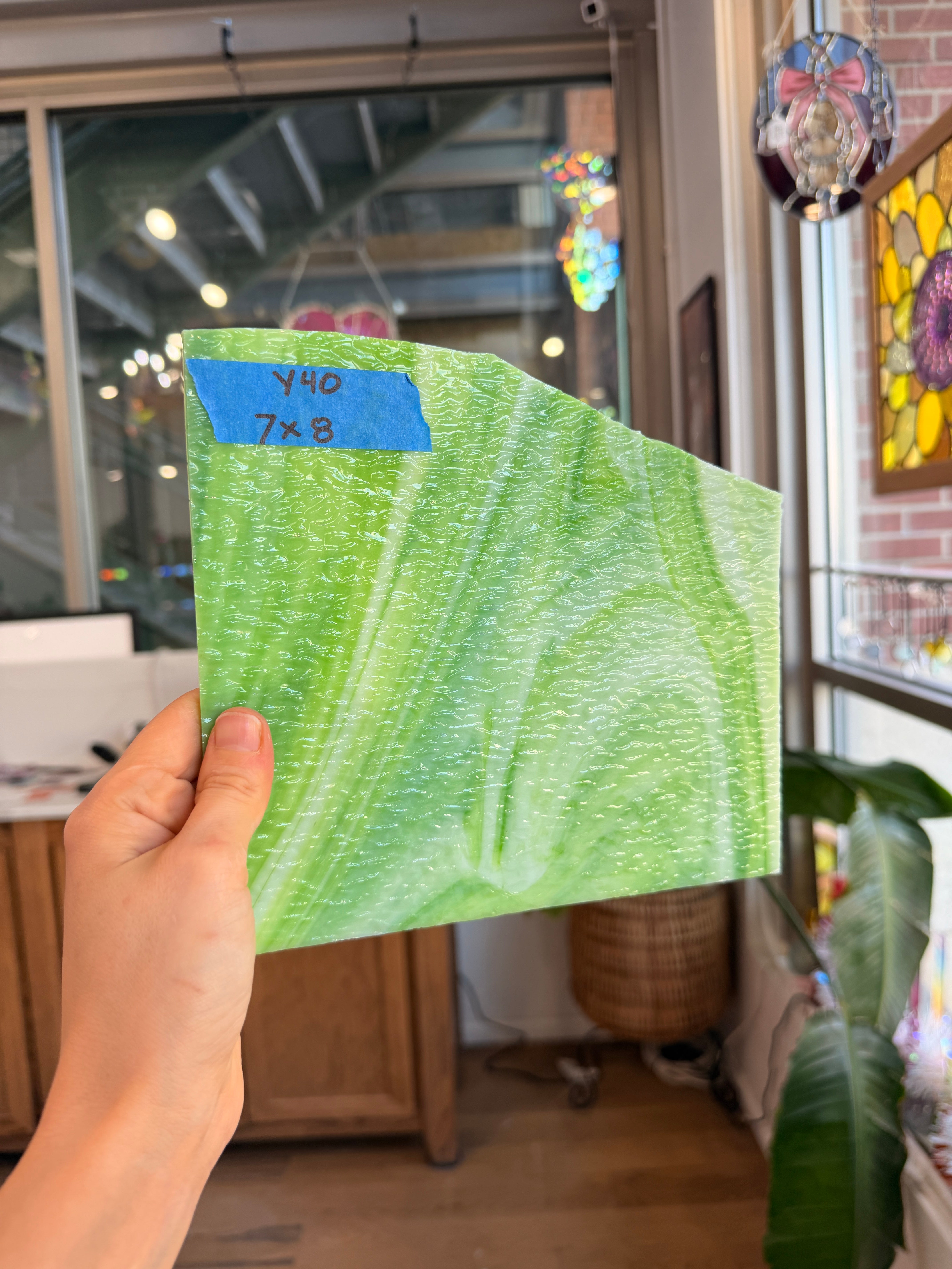 Green White Wispy Wissmach Sheet Glass Colorado Glassworks