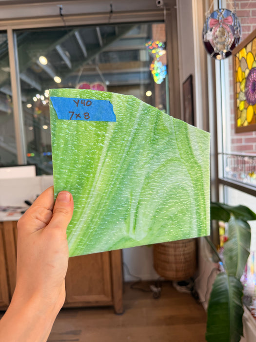 Green White Wispy Wissmach Sheet Glass Colorado Glassworks