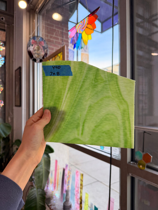 Green White Wispy Wissmach Sheet Glass Colorado Glassworks