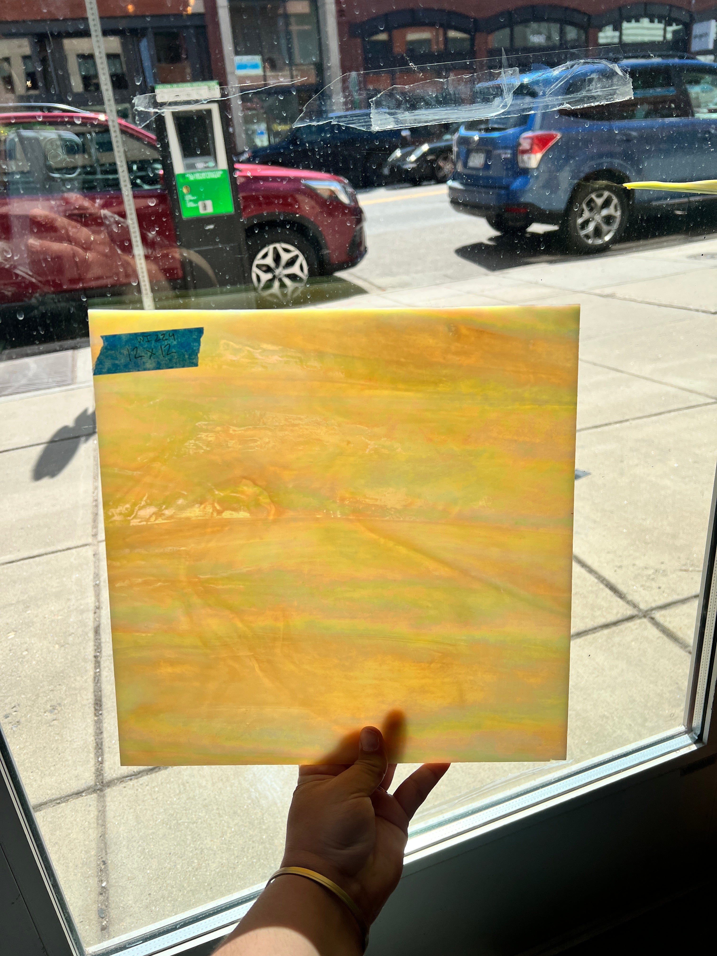 Iridescent Yellow/Tan Wissmach Sheet Glass Colorado Glass Works   