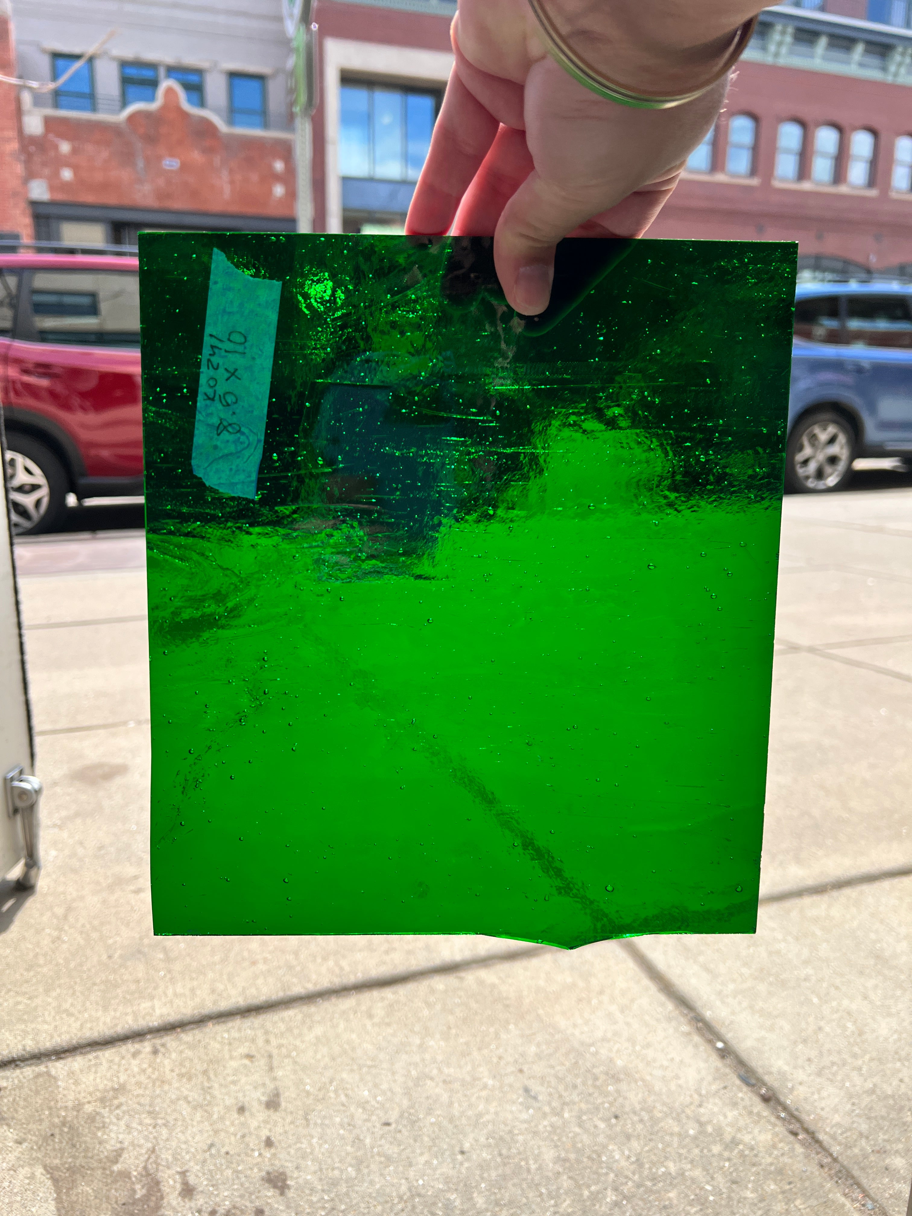 Transparent Cool Green Seeded - Kokomo Sheet Glass Colorado Glassworks KO241 (8.5X10in)  