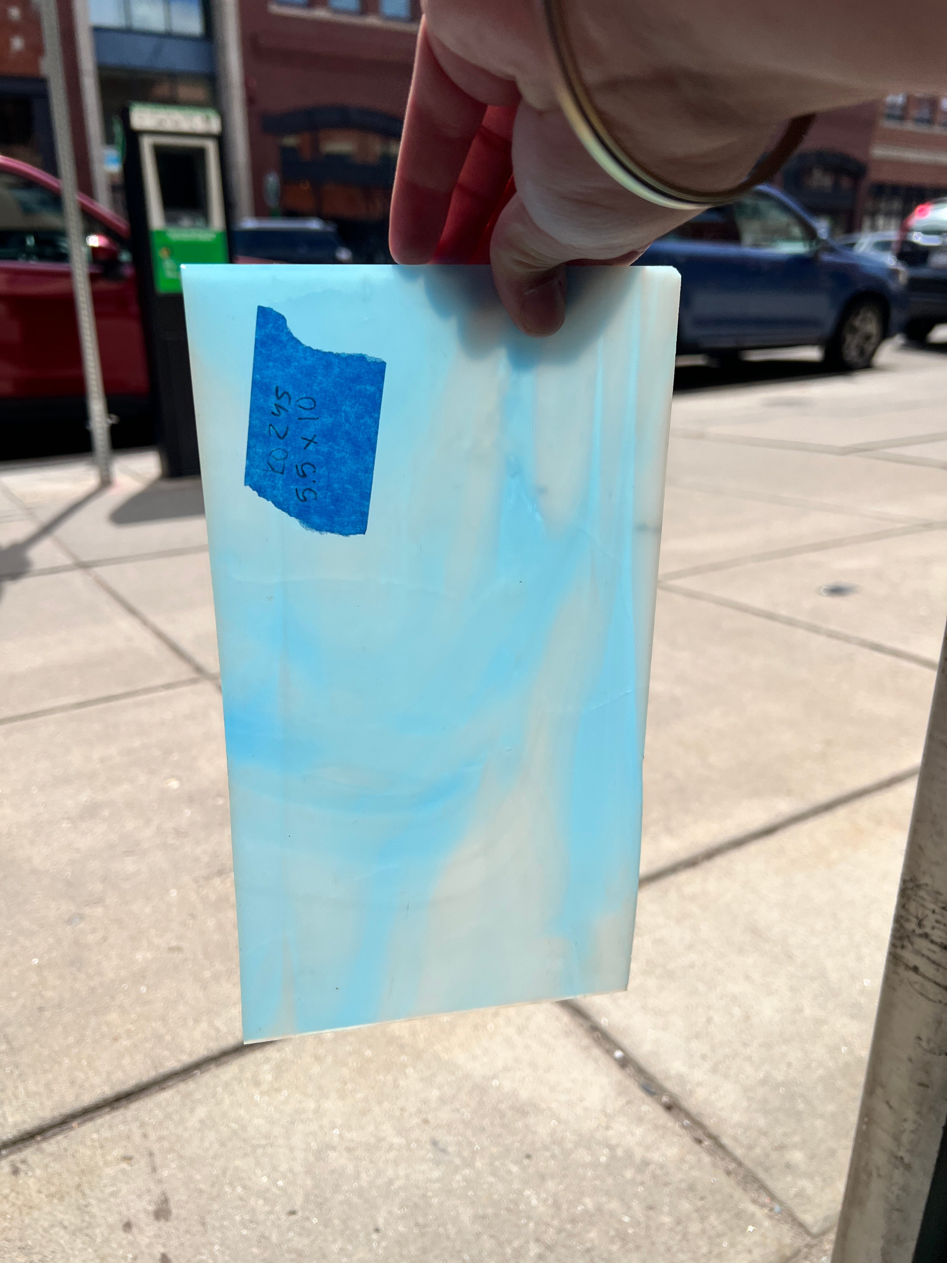 Sky Blue White Wispy Opal - Kokomo Sheet Glass Colorado Glass Works KO245 (5.5X10in)  
