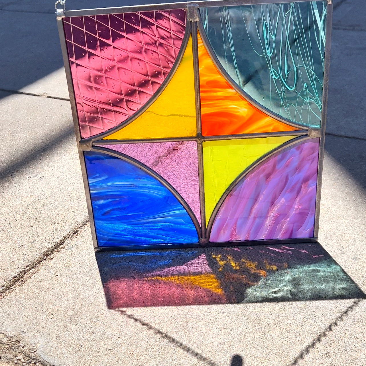 Rainbow Diamond Leaded Panel Finished Pieces Colorado Glassworks   