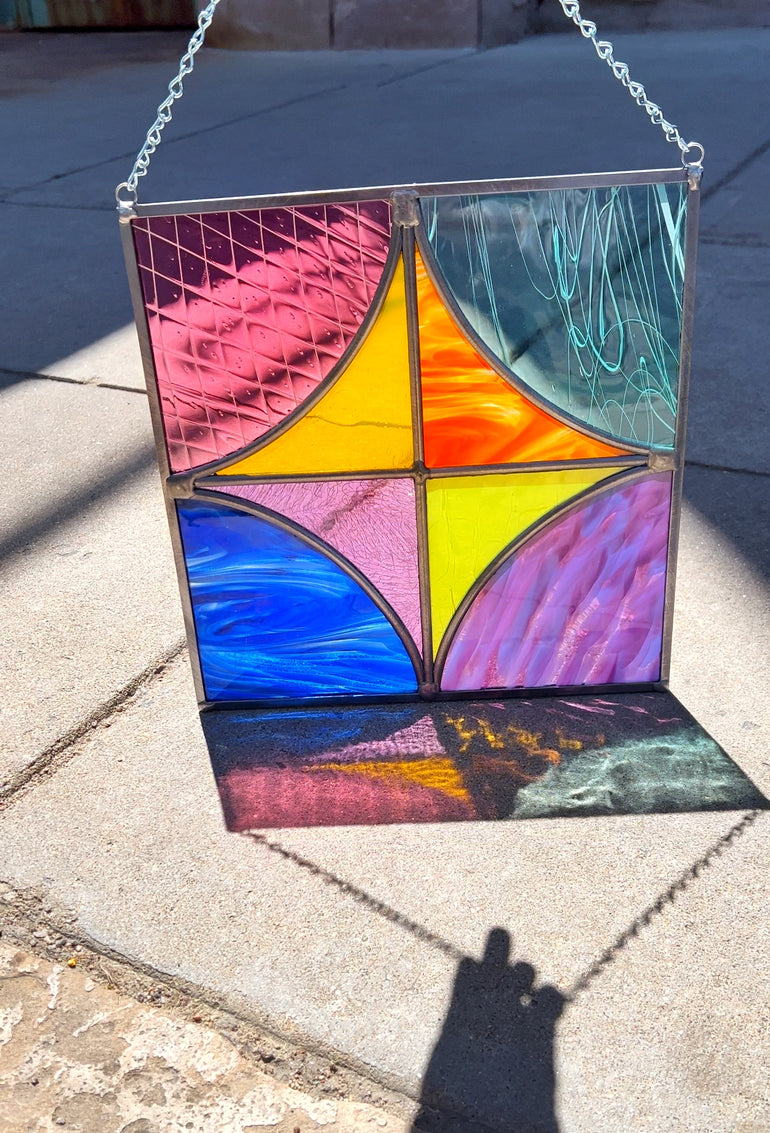 Rainbow Diamond Leaded Panel Finished Pieces Colorado Glassworks   