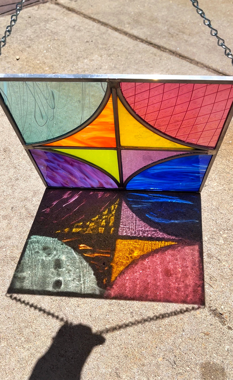 Rainbow Diamond Leaded Panel Finished Pieces Colorado Glassworks   