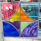 Rainbow Diamond Leaded Panel Finished Pieces Colorado Glassworks   