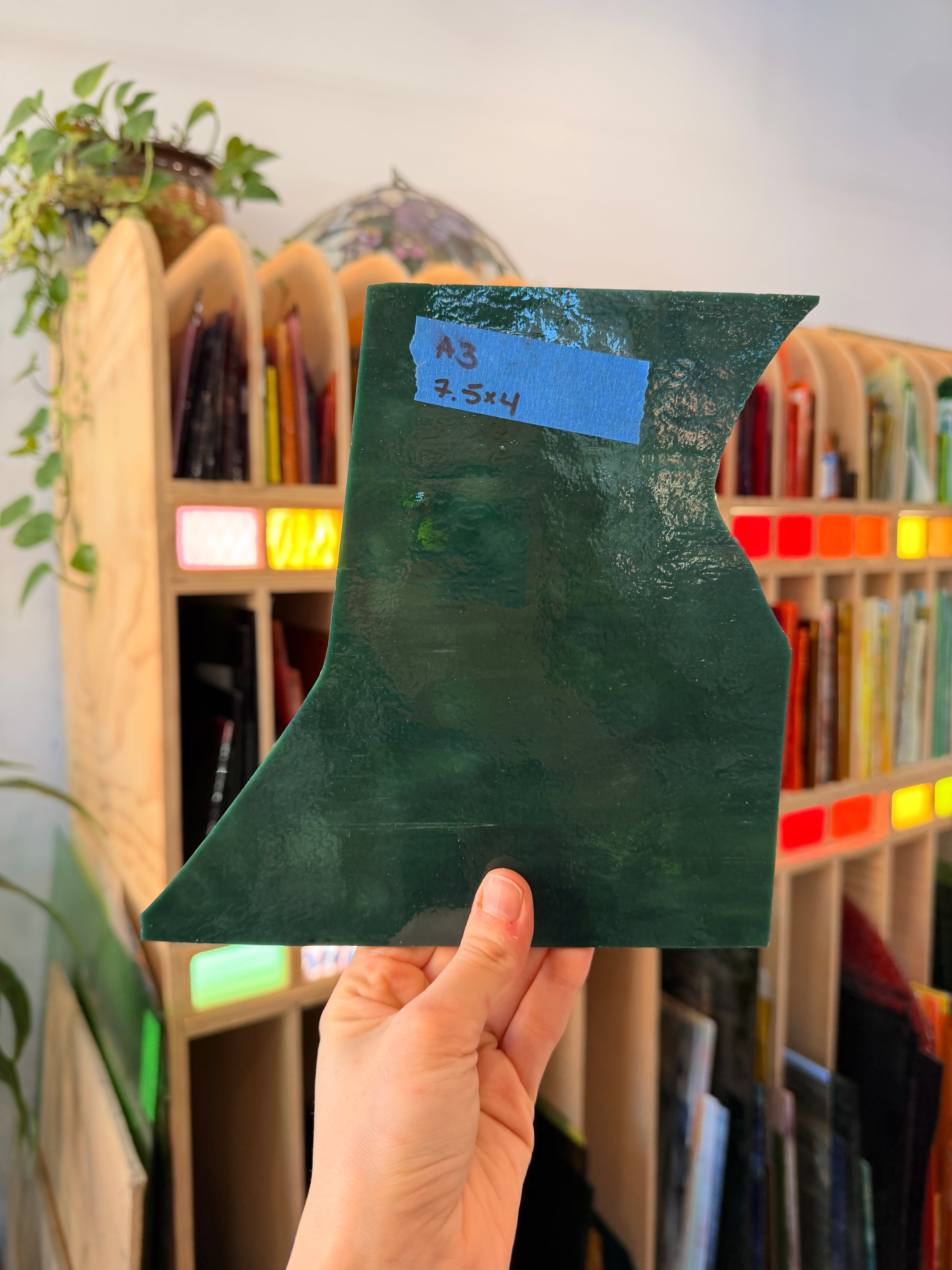 Dark Green Mottled Vintage Chicago Art Glass