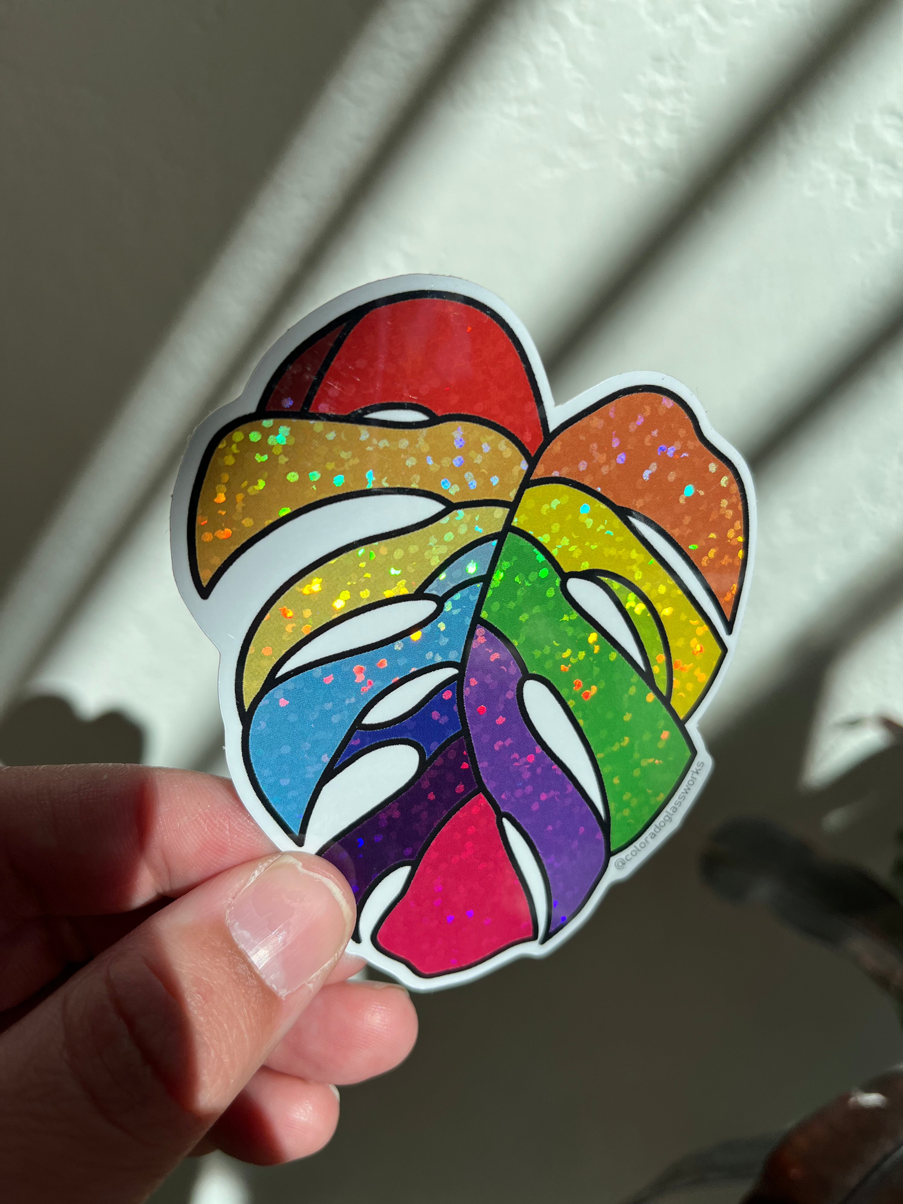 COGW Stickers and Sticker Packs Merch Colorado Glassworks Rainbow Monstera Leaf  
