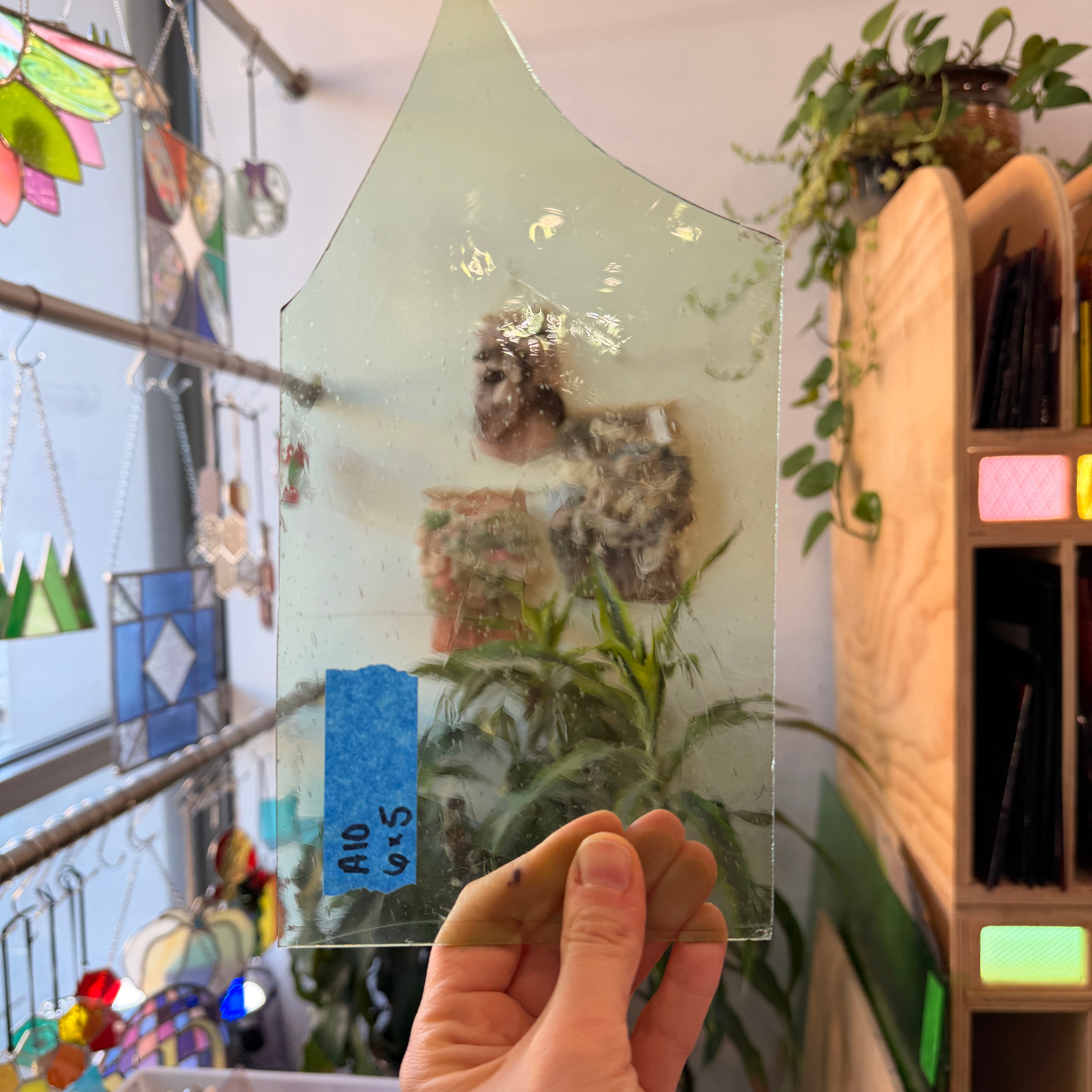 Light Green Mouth Blown Transparent Sheet Glass Colorado Glassworks