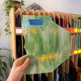 Vintage Green White Dappled Sheet Glass Colorado Glass Works