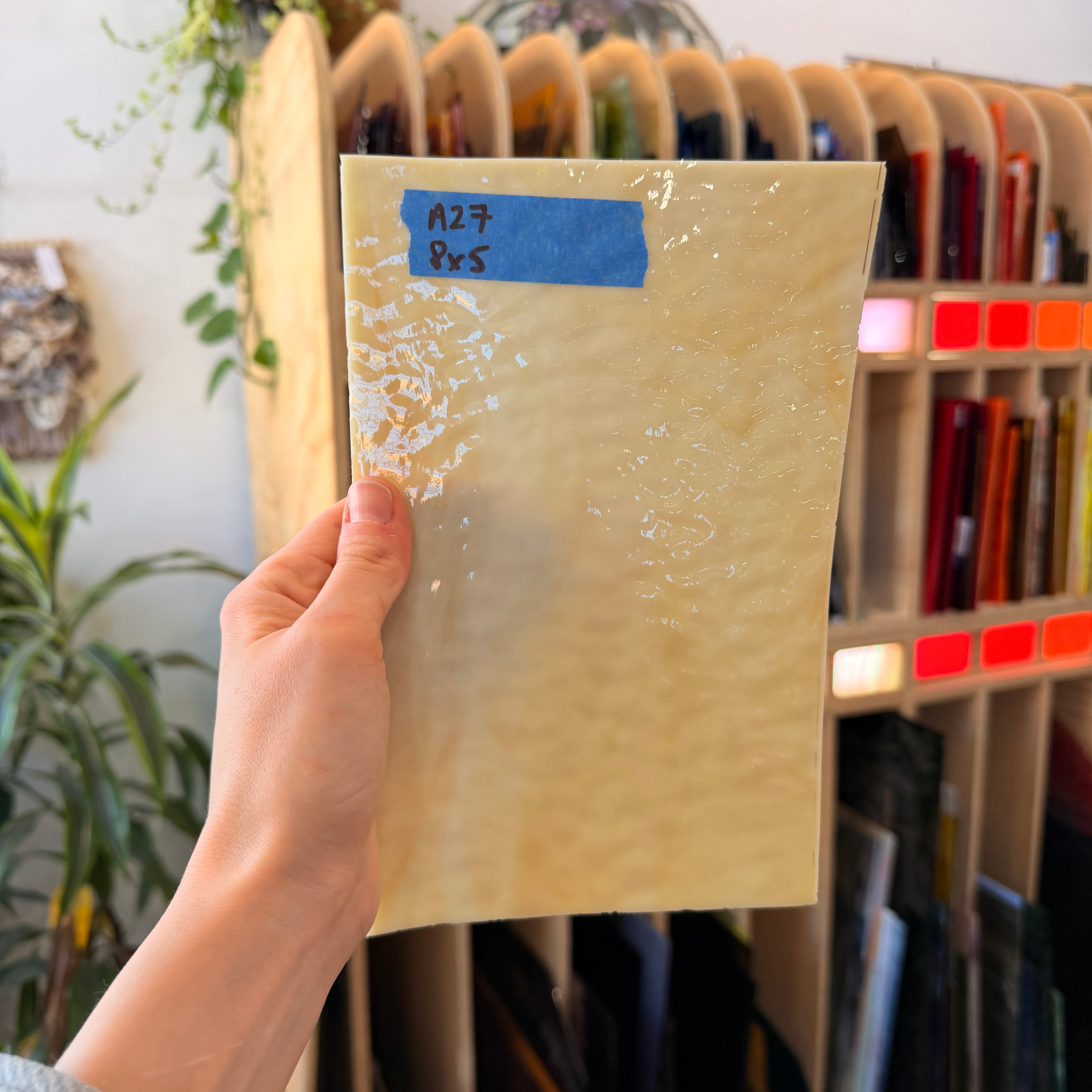 Vintage Spectrum Mixed Tan Texture Sheet Glass Colorado Glassworks 8x5in (SP-04565037)