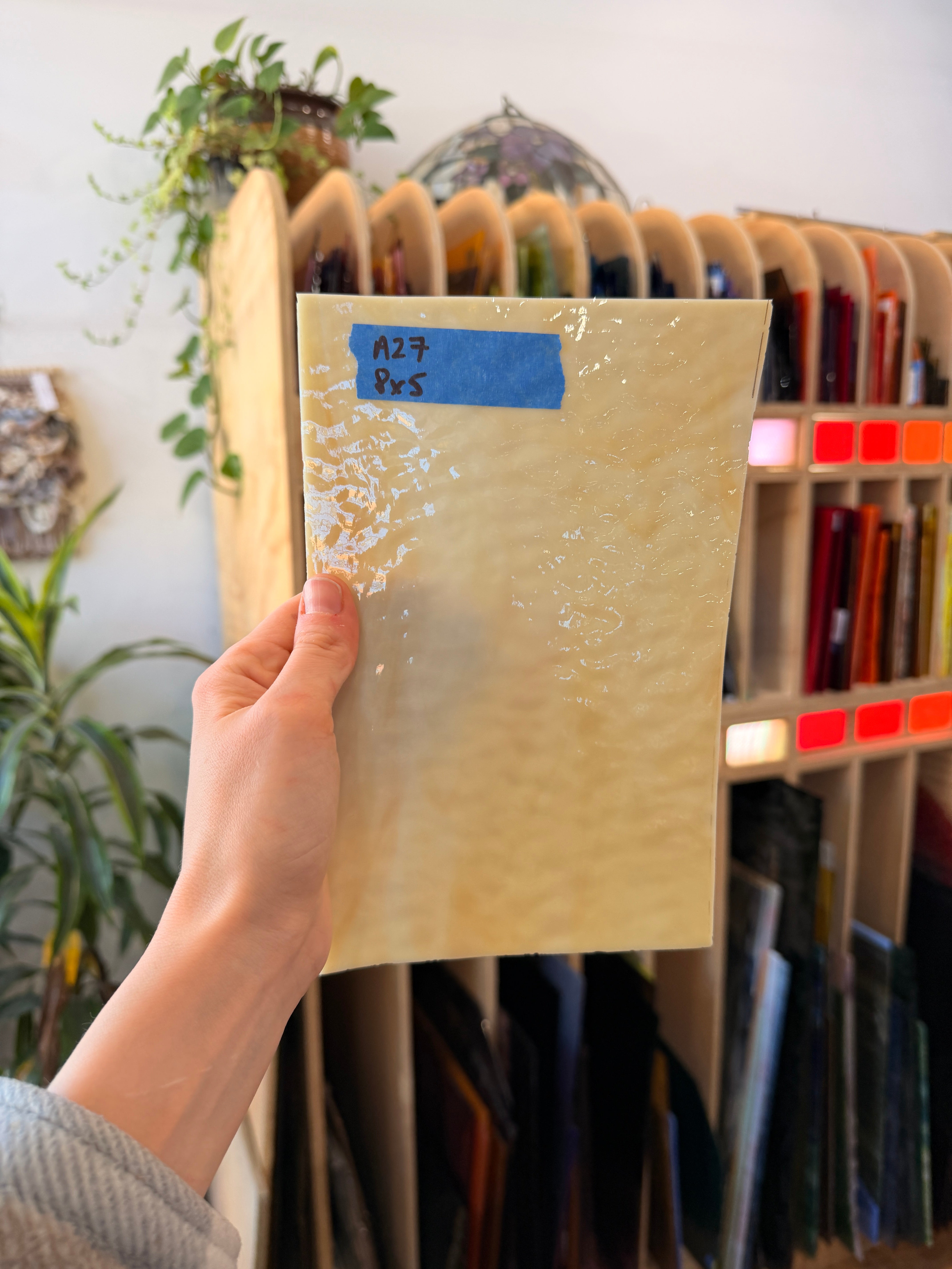 Vintage Spectrum Mixed Tan Texture Sheet Glass Colorado Glassworks 8x5in (SP-04565037)
