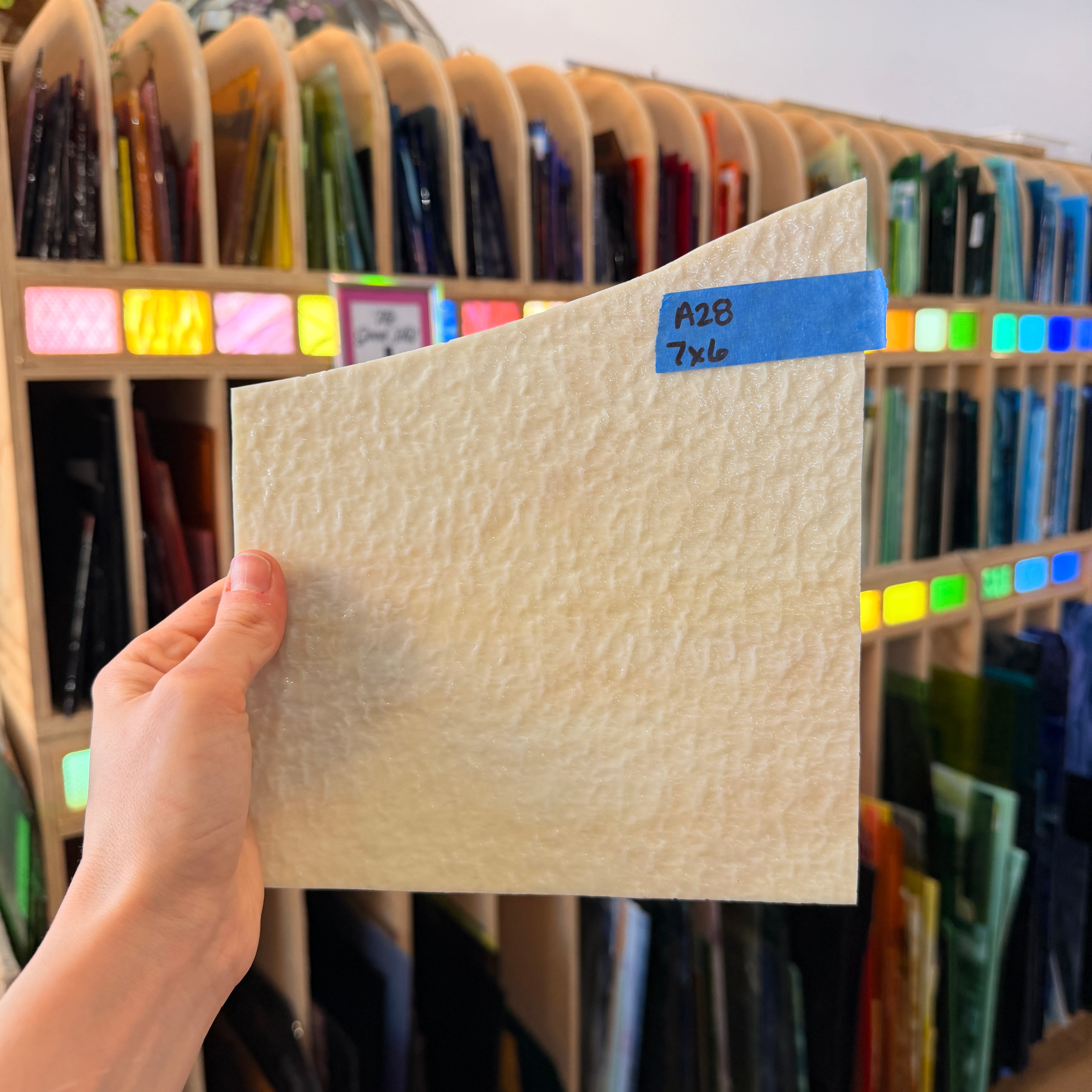 Vintage Spectrum Mixed Tan Texture Sheet Glass Colorado Glassworks 7x6in (SP-04597805)
