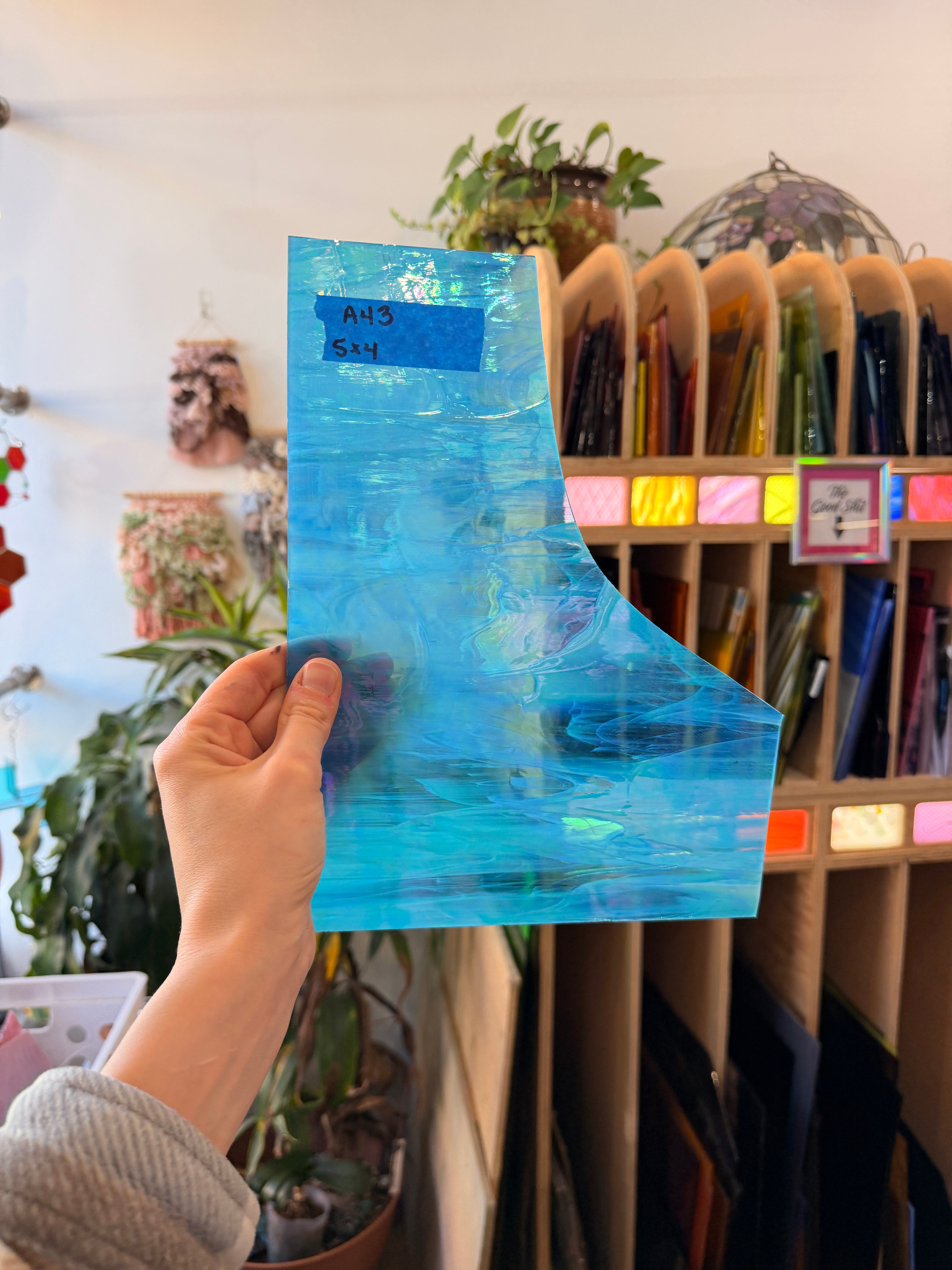 Blue Wispy Iridescent Spectrum Sheet Glass Colorado Glass Works