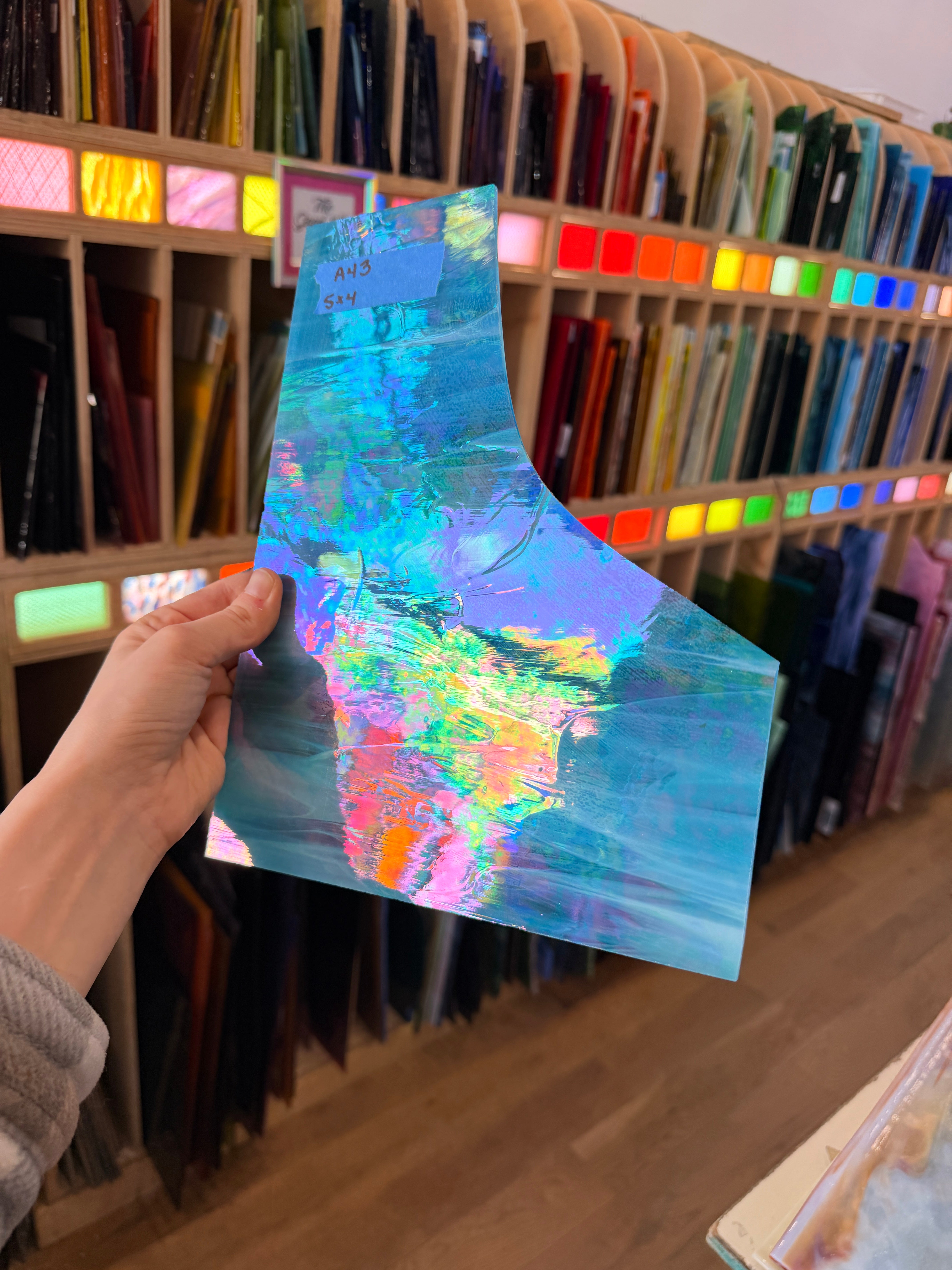 Blue Wispy Iridescent Spectrum Sheet Glass Colorado Glass Works