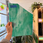Teal White Wispy Armstrong Sheet Glass Bullseye