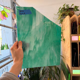 Teal White Wispy Armstrong Sheet Glass Bullseye