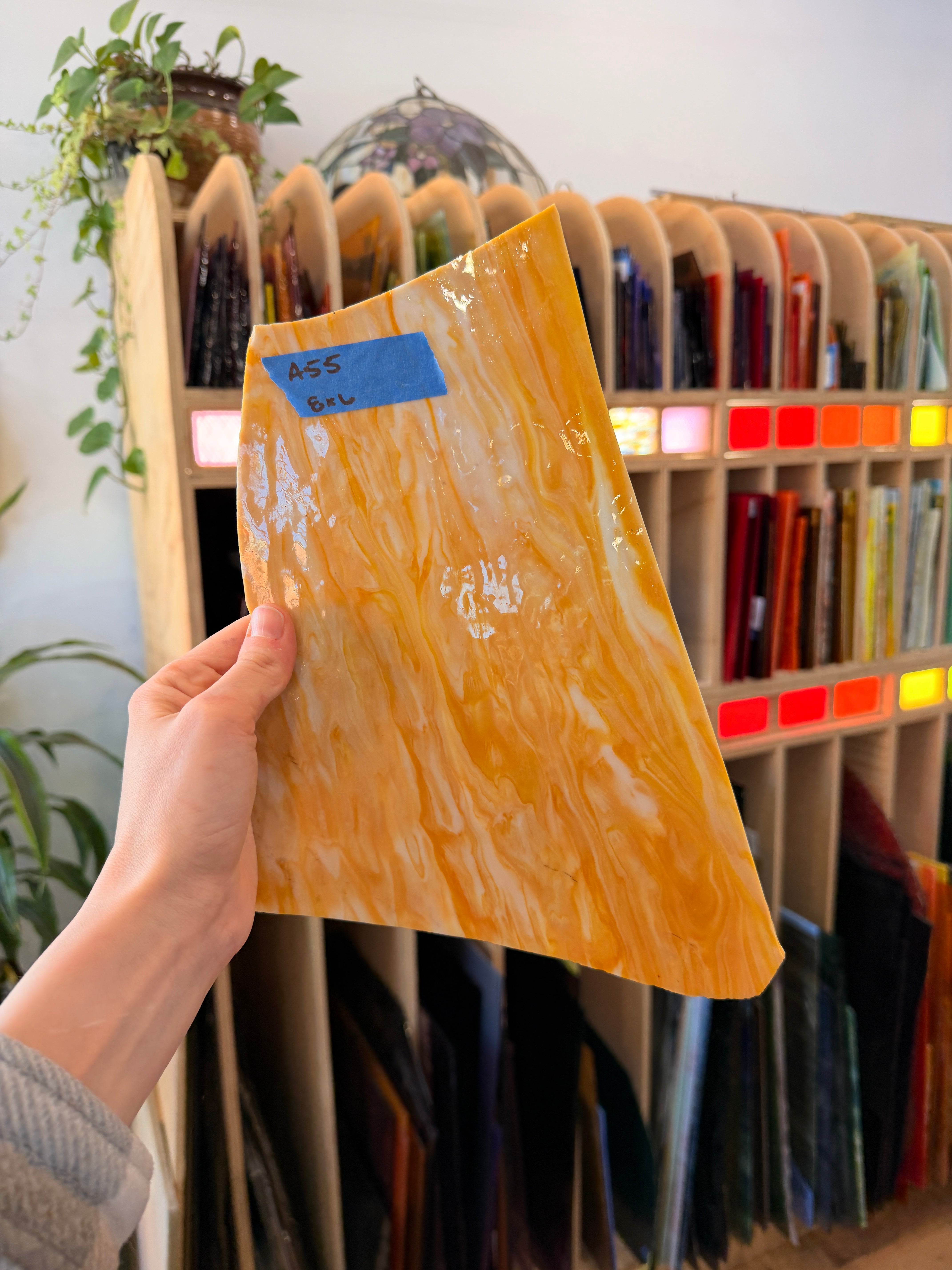 Orange Vintage Opal AC Fischer Sheet Glass Colorado Glassworks 8x6in (ACF-91318317)