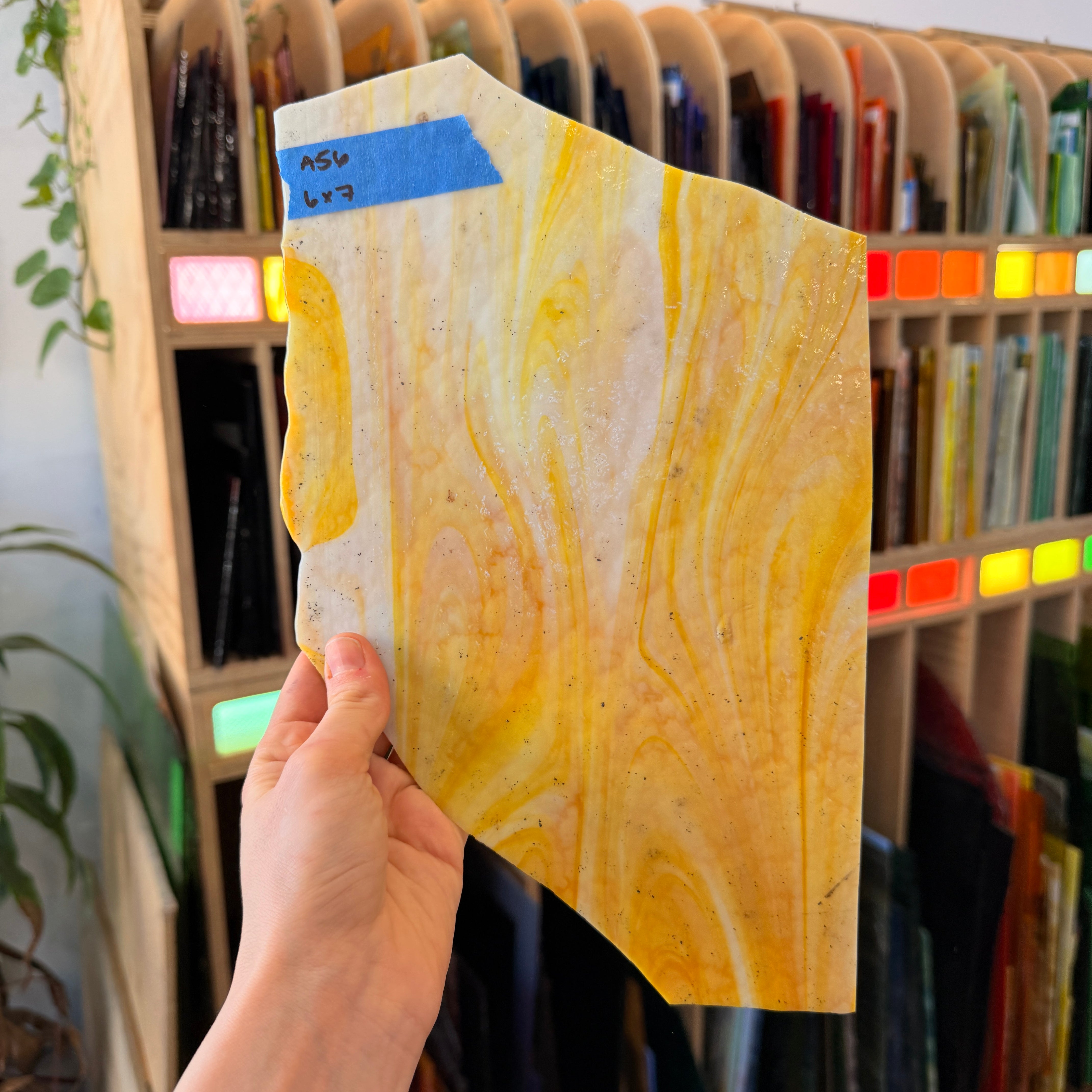 Orange Vintage Opal AC Fischer Sheet Glass Colorado Glassworks 6x7in (ACF-91351085)
