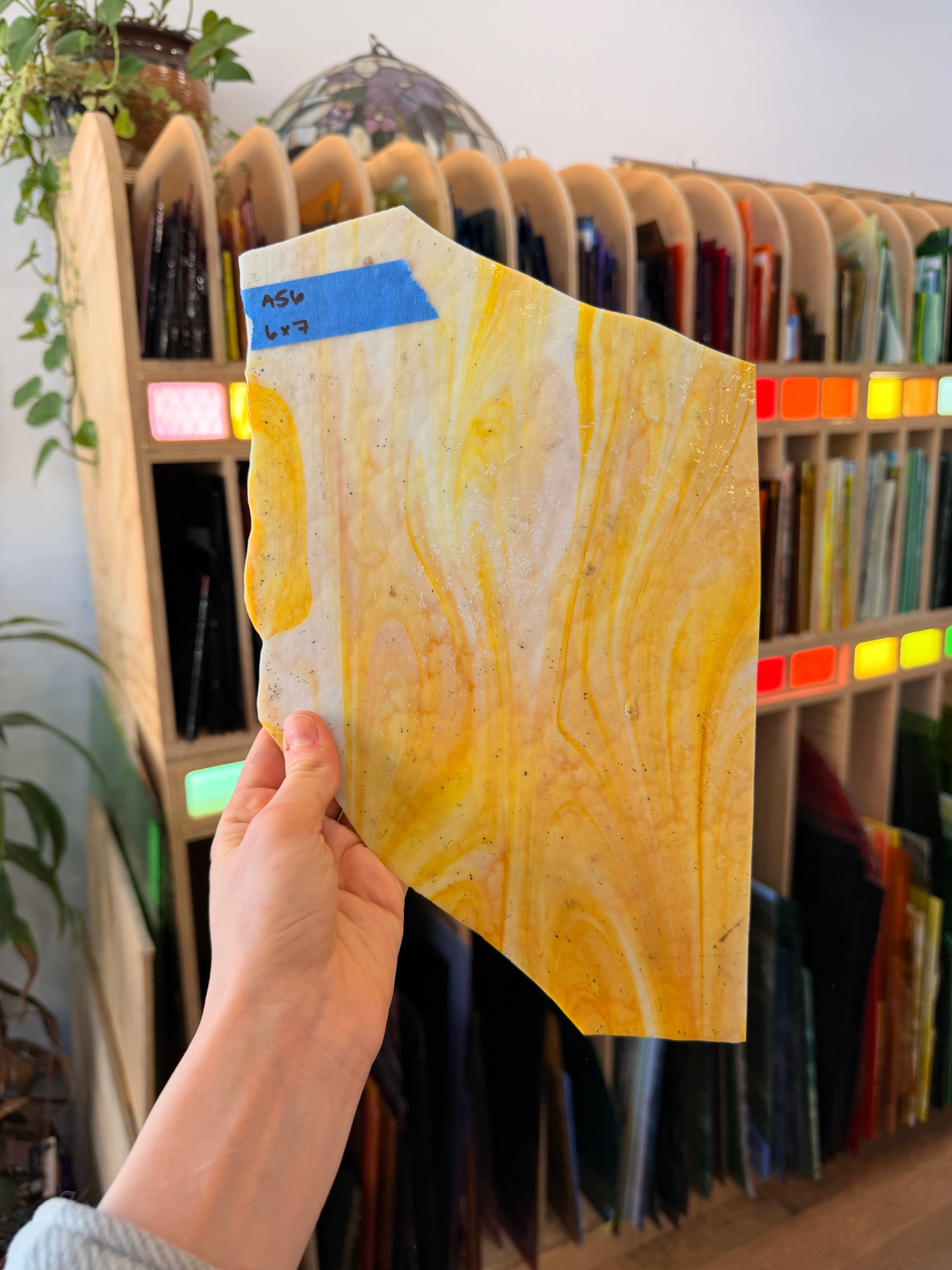 Orange Vintage Opal AC Fischer Sheet Glass Colorado Glassworks 6x7in (ACF-91351085)