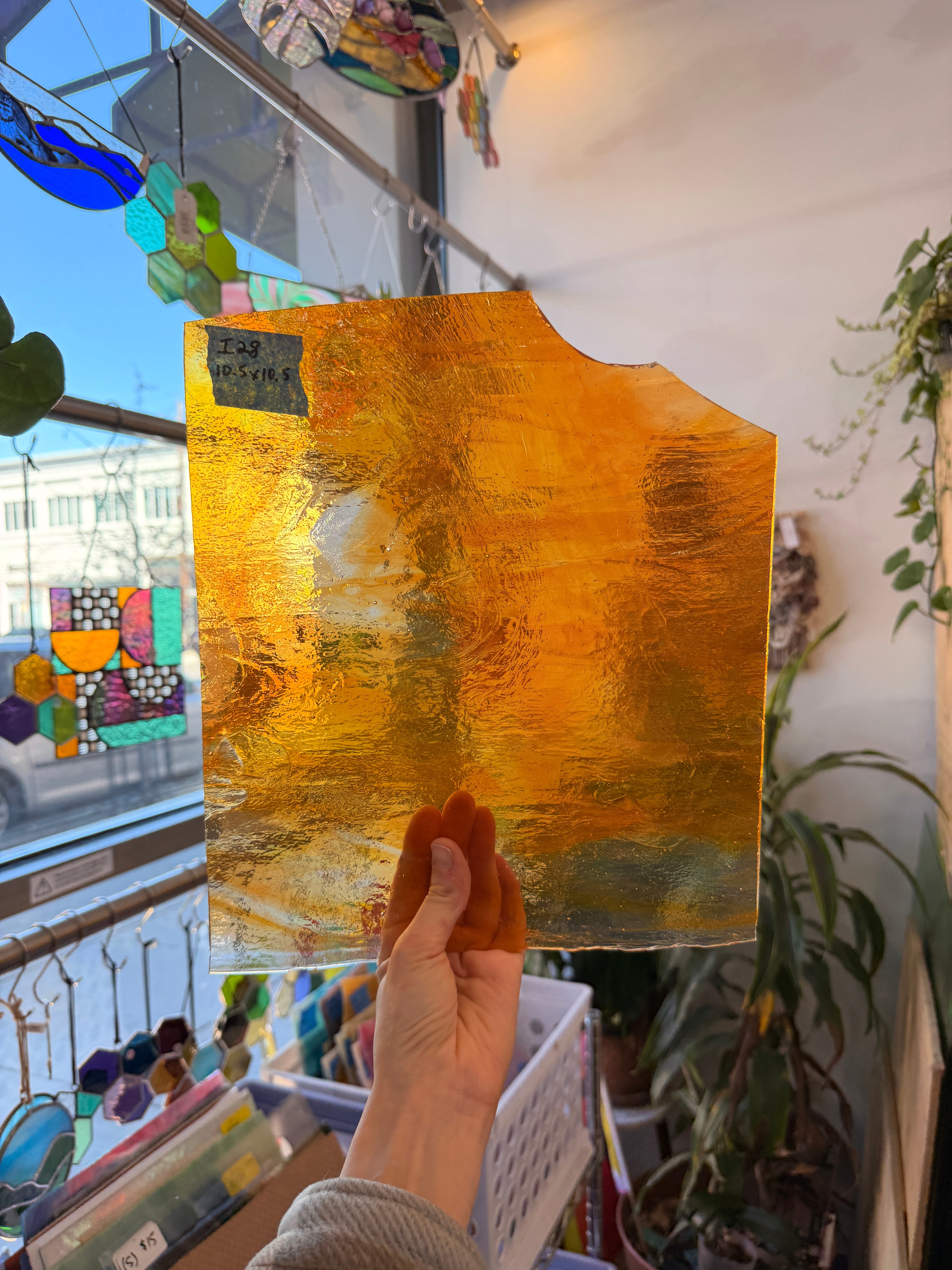 Transparent Orange Vintage Sheet Glass Colorado Glassworks