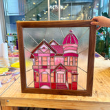 Pink Victorian Window (Large Panel) Finished Pieces Colorado Glassworks   
