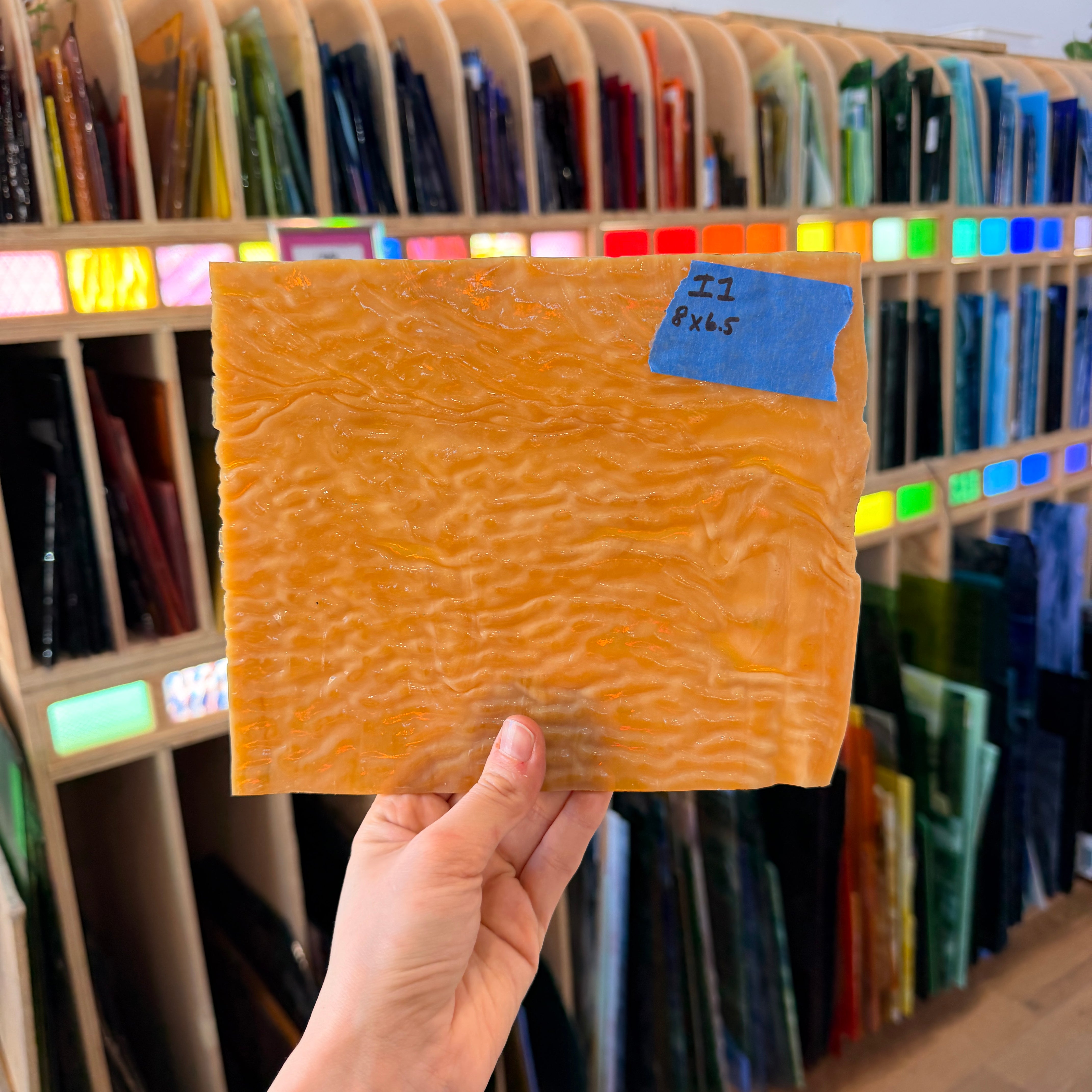 Dark Orange Amber Ripple Sheet Glass Colorado Glassworks