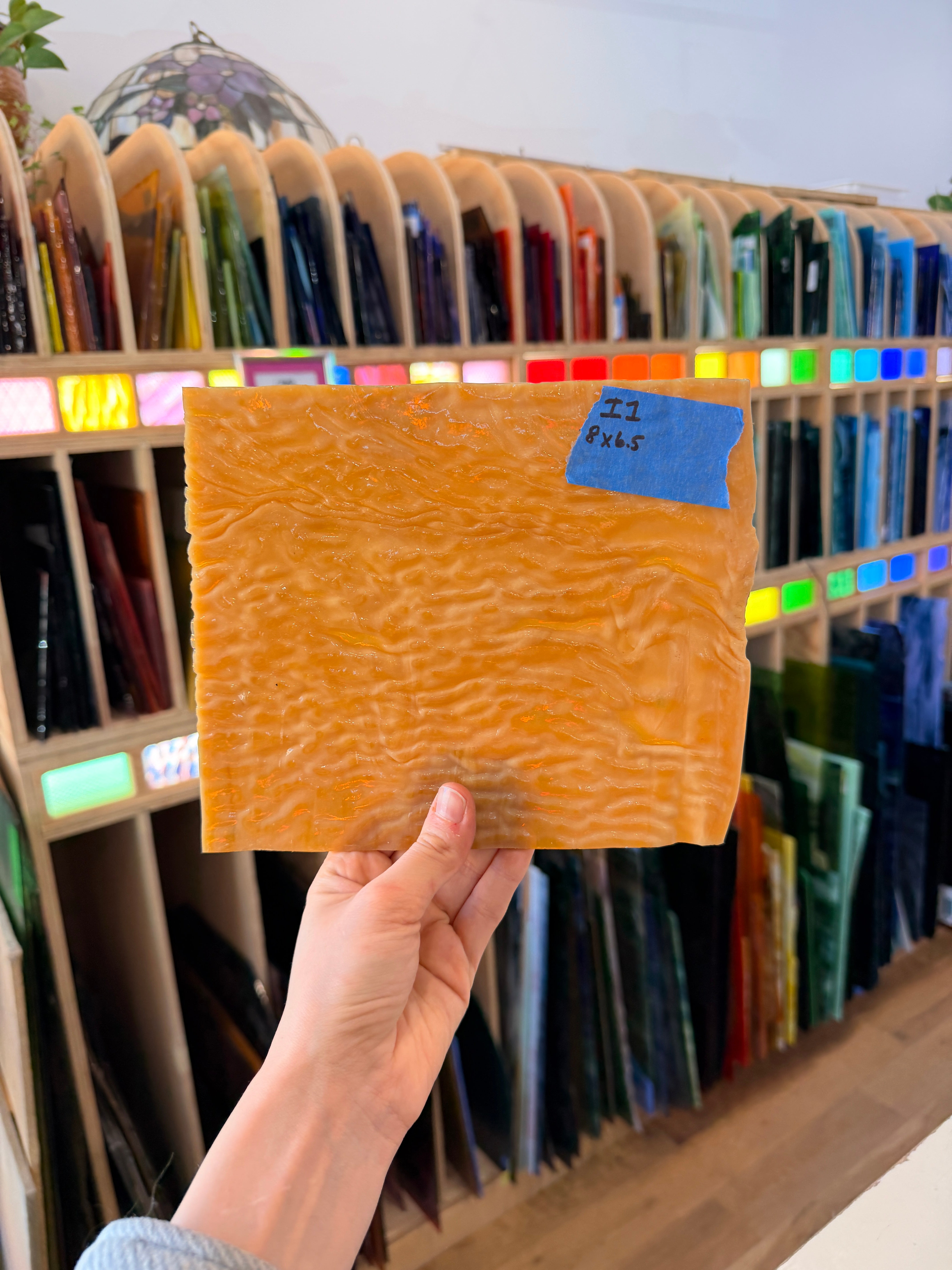 Dark Orange Amber Ripple Sheet Glass Colorado Glassworks