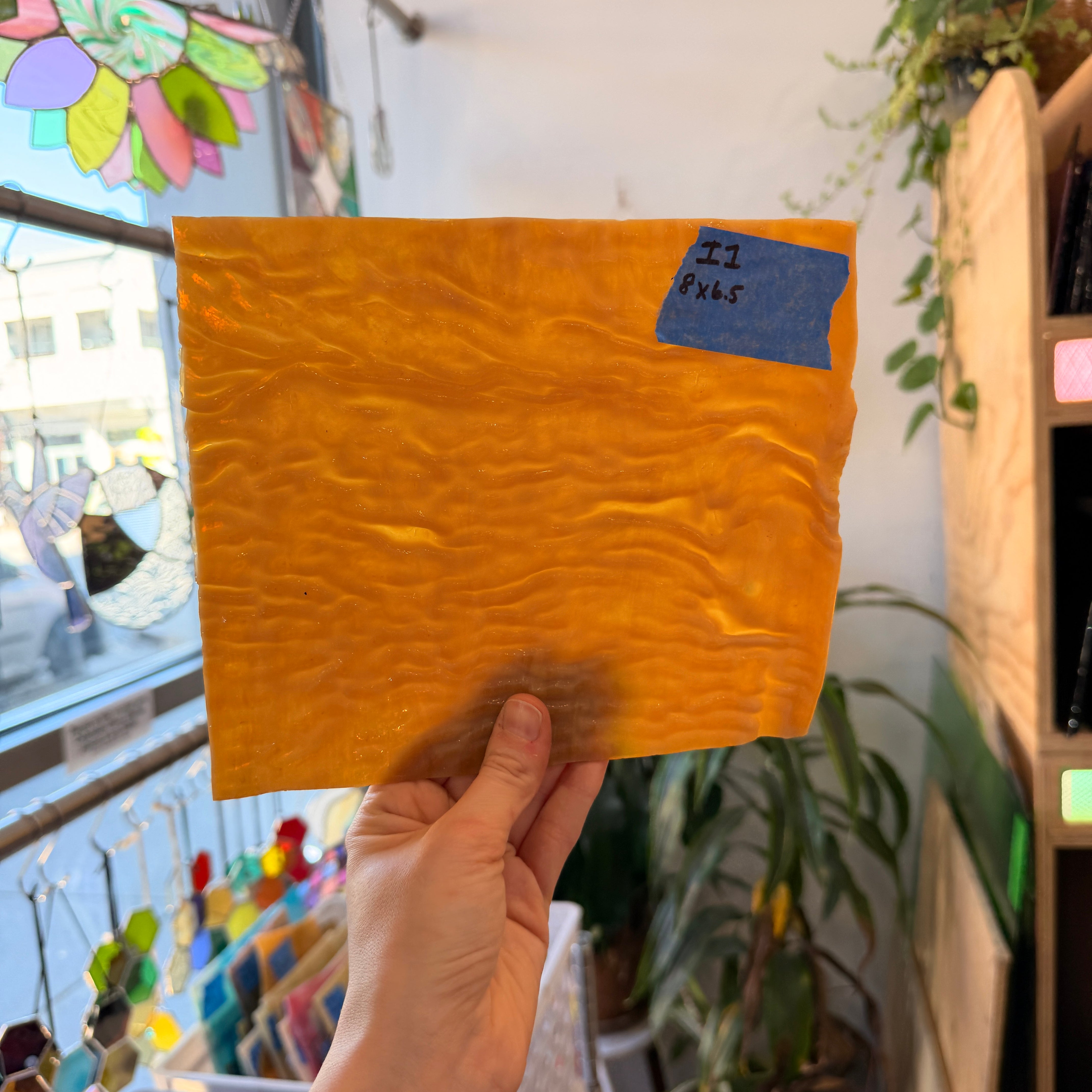 Dark Orange Amber Ripple Sheet Glass Colorado Glassworks