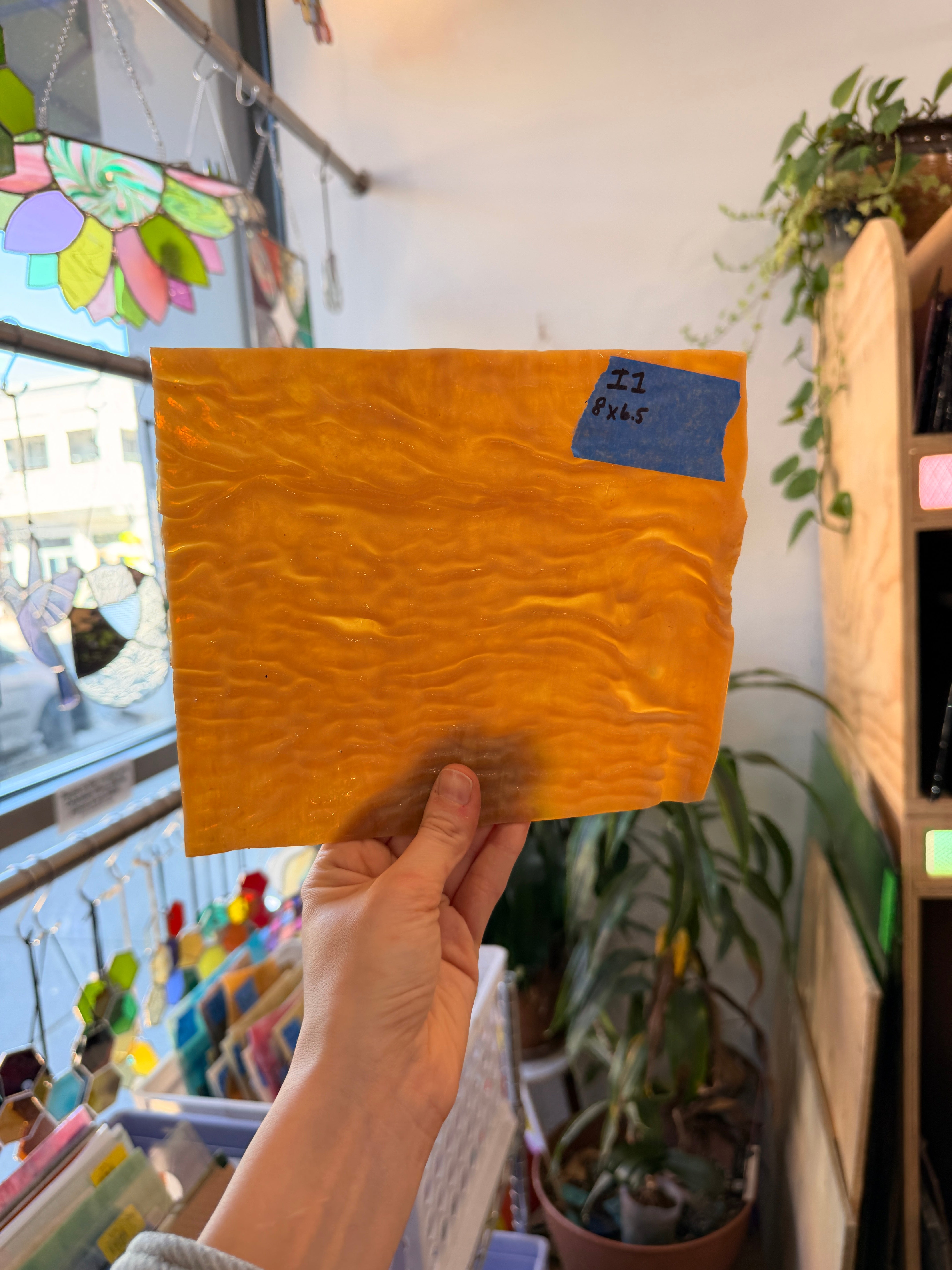 Dark Orange Amber Ripple Sheet Glass Colorado Glassworks