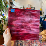 Cranberry and Cream Bullseye Fusible 90 COE Sheet Glass Colorado Glassworks BE-CRANCREAM (10x10in)