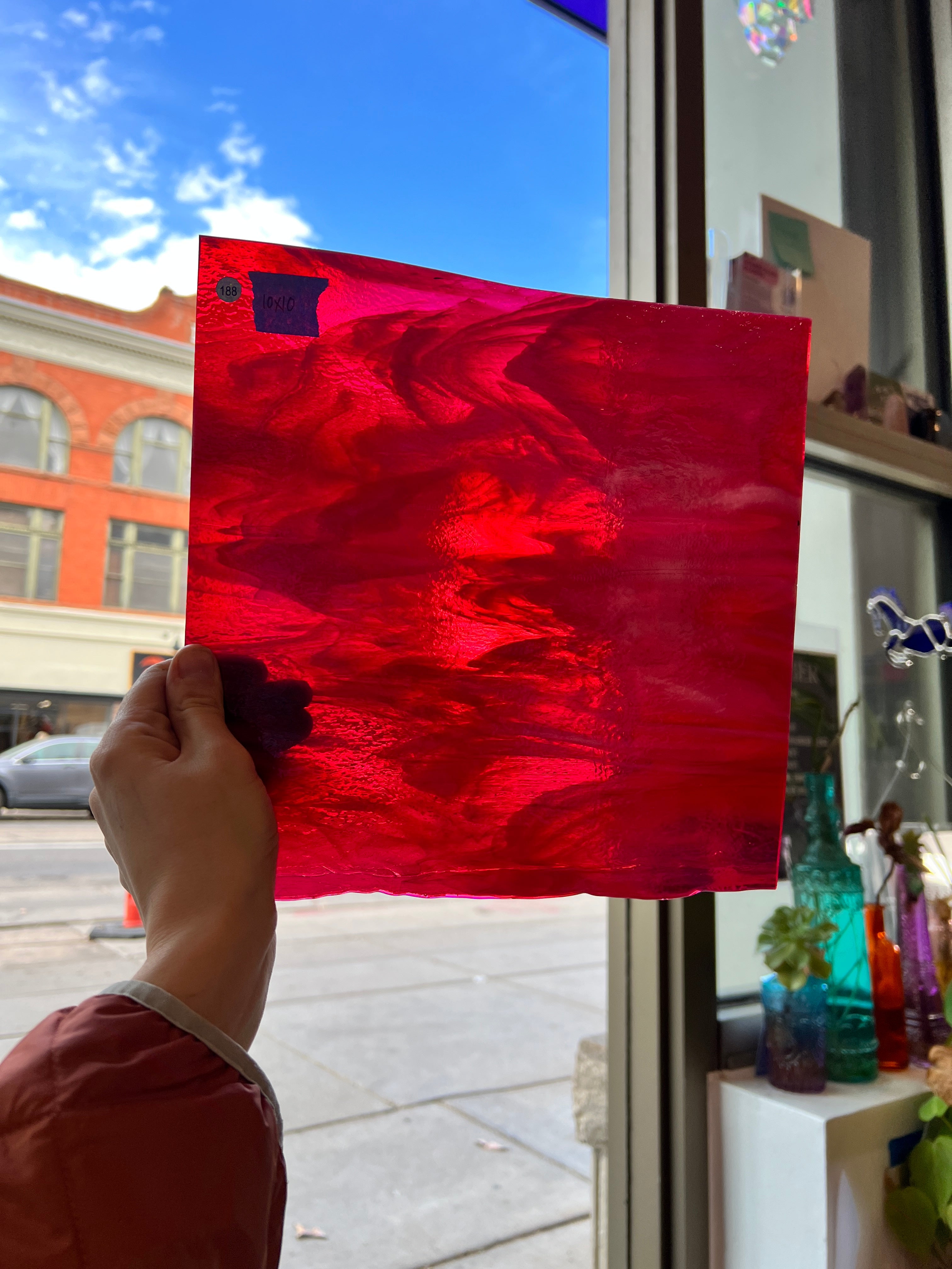 Cranberry and Cream Bullseye Fusible 90 COE Sheet Glass Colorado Glassworks