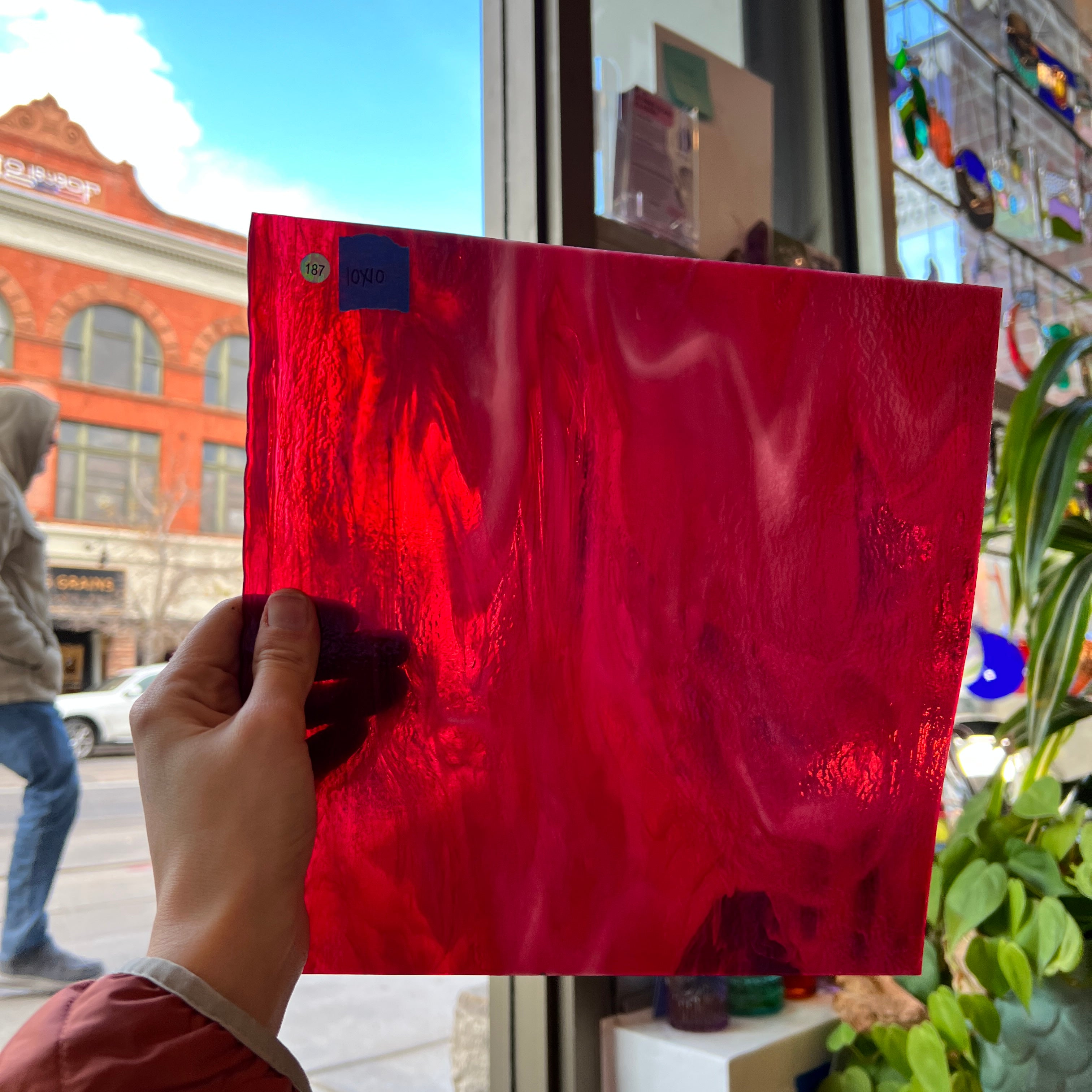 Cranberry and Cream Bullseye Fusible 90 COE Sheet Glass Colorado Glassworks