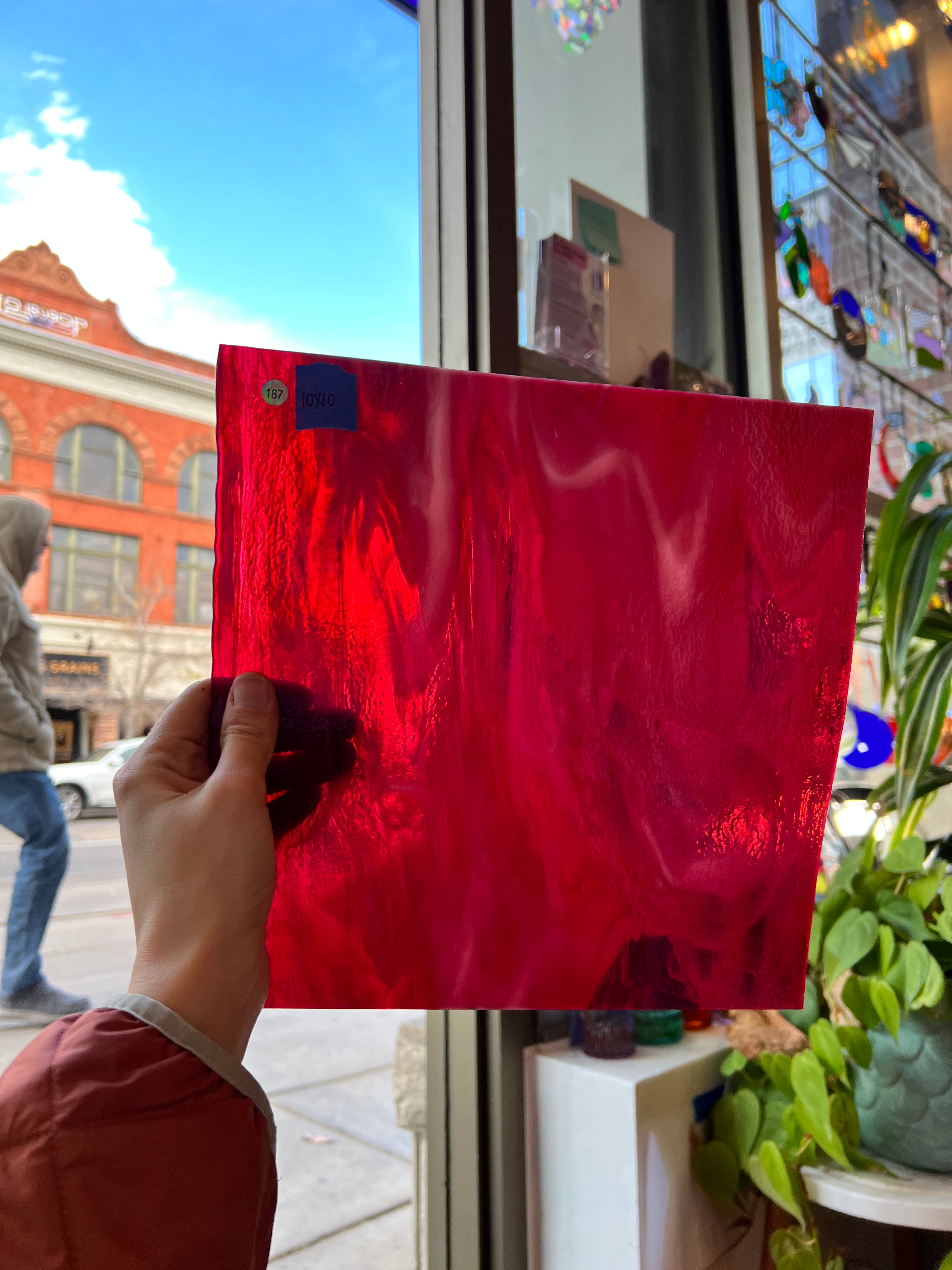 Cranberry and Cream Bullseye Fusible 90 COE Sheet Glass Colorado Glassworks